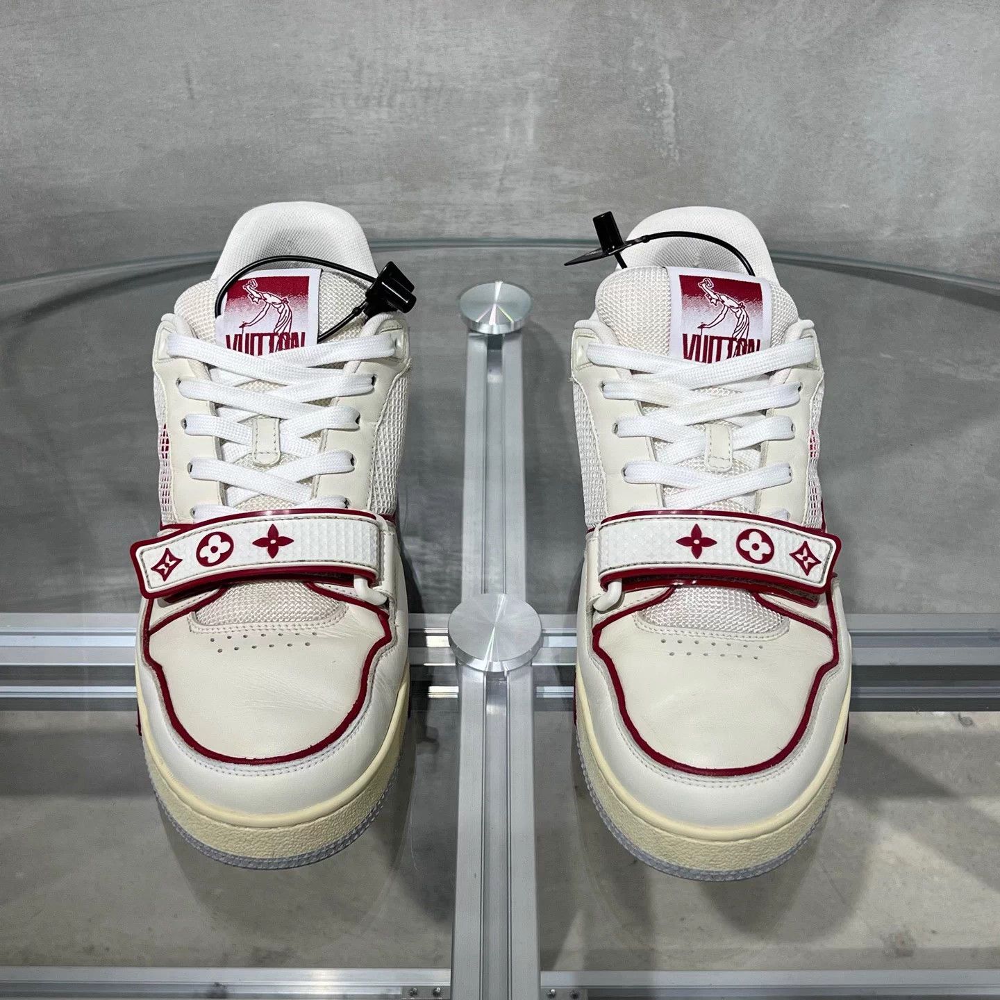 Louis Vuitton LV Trainer White Red Velcro UK6 (40) Size US 7 / EU 40 - 1 Thumbnail