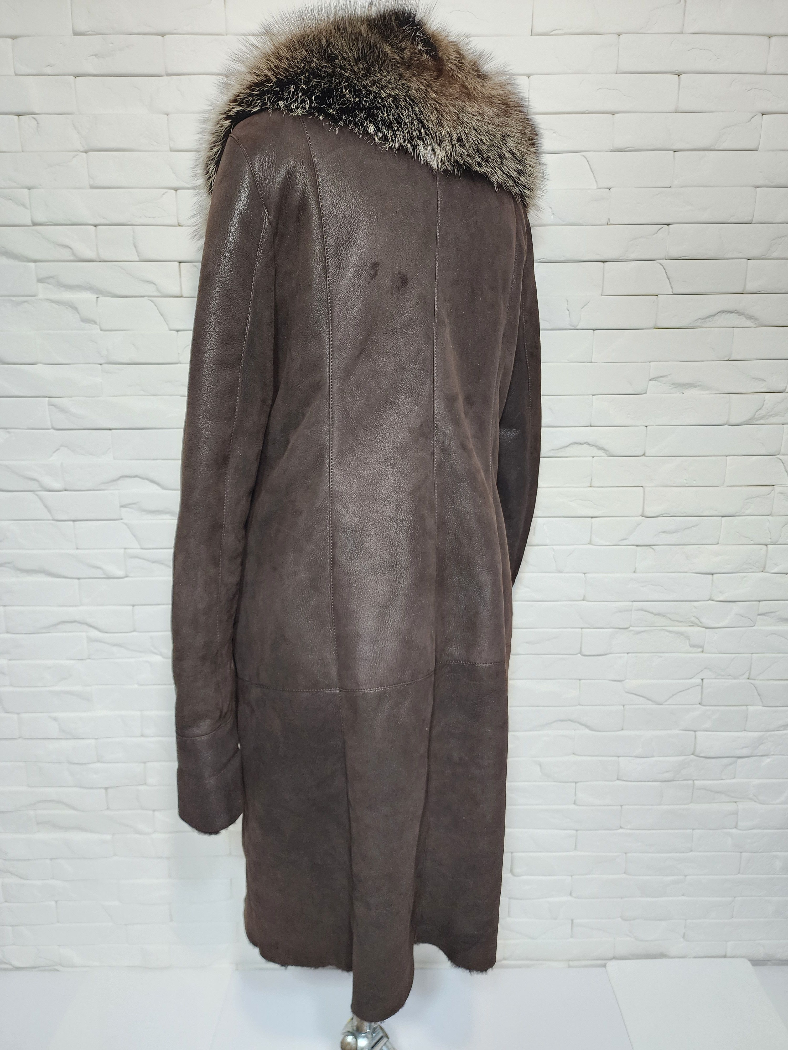 Genuine Leather Women's Brown Sheepskin Coat: Genuine Fur Collar Size XXL / US 16-18 / IT 52-54 - 5 Thumbnail