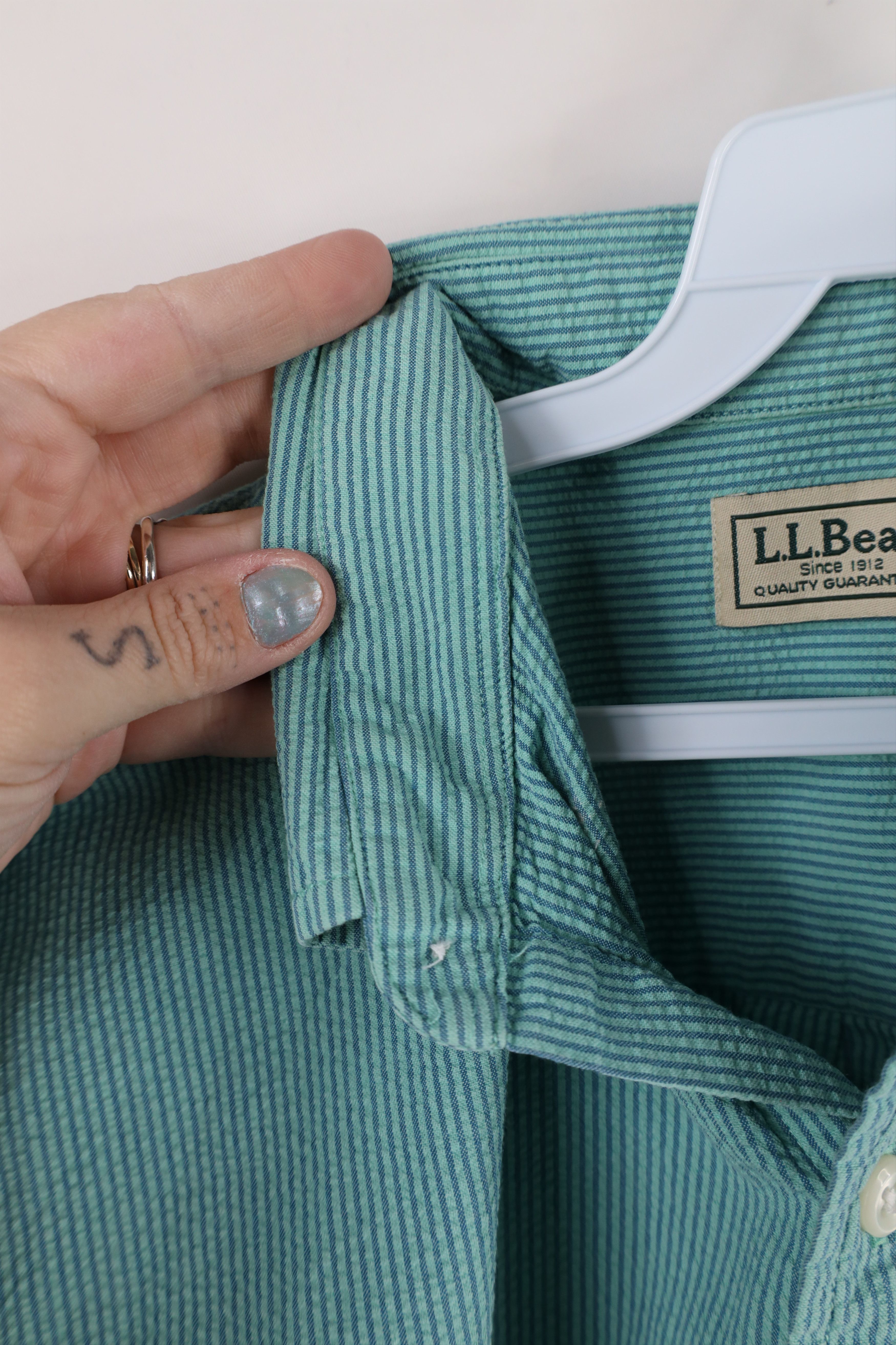 L.L. Bean × Vintage Vintage 90s LL Bean Sucker Short Sleeve Button Down Shirt Size US M / EU 48-50 / 2 - 7 Thumbnail