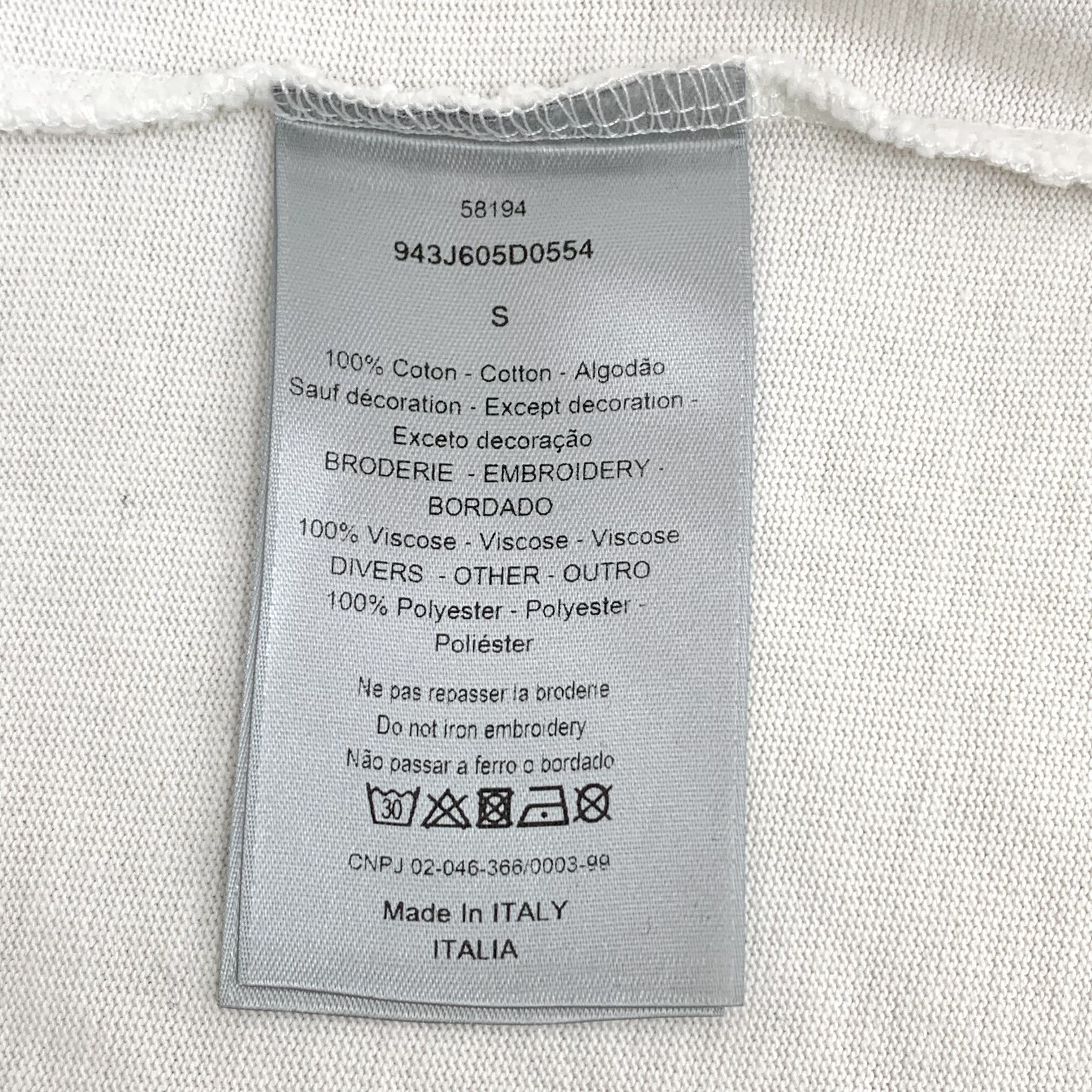 Dior Dior Floral Flocked T-Shirt White (S) Size US S / EU 44-46 / 1 - 7 Thumbnail