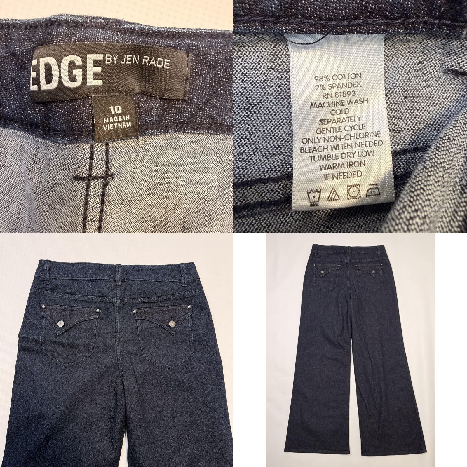Vintage EDGE by Jen Rade Jeans Womens 10 Blue Wide-Leg High Rise Stretch Denim Men's? Size 32" / US 10 / IT 46 - 8 Thumbnail