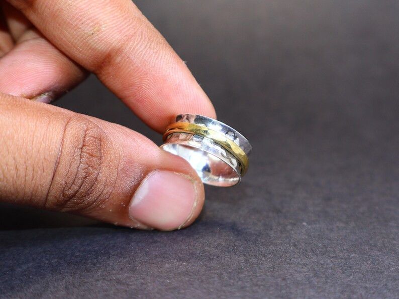 Handmade Silver Spinner Band Ring, Handmade 925 Sterling Silver Ring, Size ONE SIZE - 6 Thumbnail