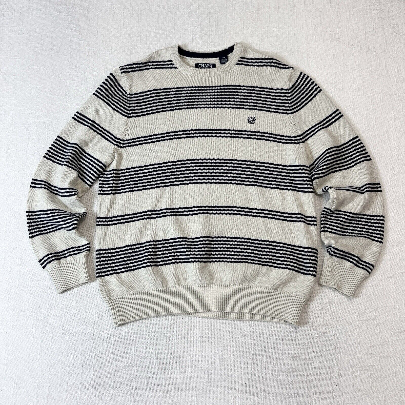 Chaps Outdoor Life Vintage Y2K Chaps Striped Knit Crewneck Sweater L Prep Grunge Skater Grailed