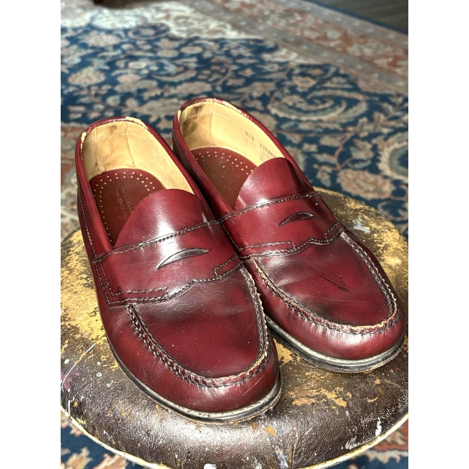 Mens GH Bass Weejuns Burgundy Leather Penny Loafers 9.5D  display picture 1