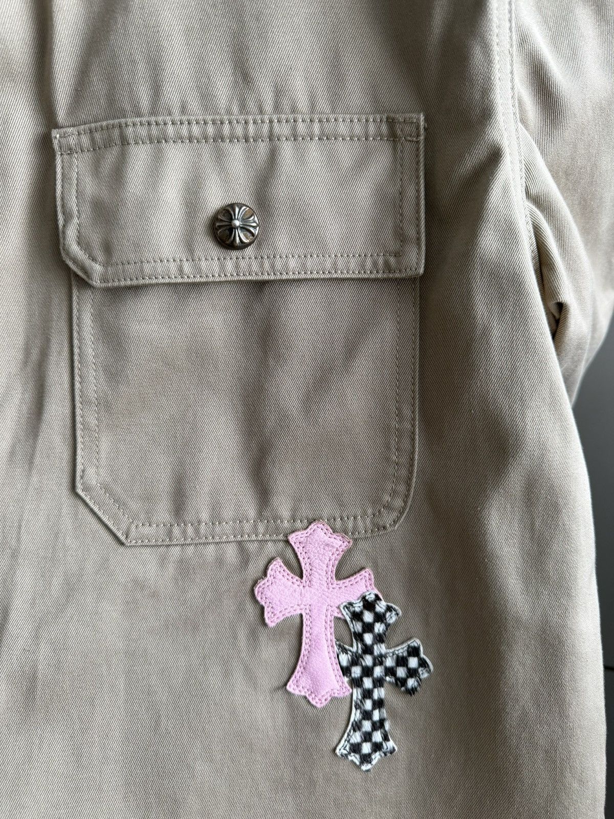 Chrome Hearts Chrome Hearts Tan Work Dog w. Pink & Checkered Cross Patches Size US XL / EU 56 / 4 - 4 Thumbnail