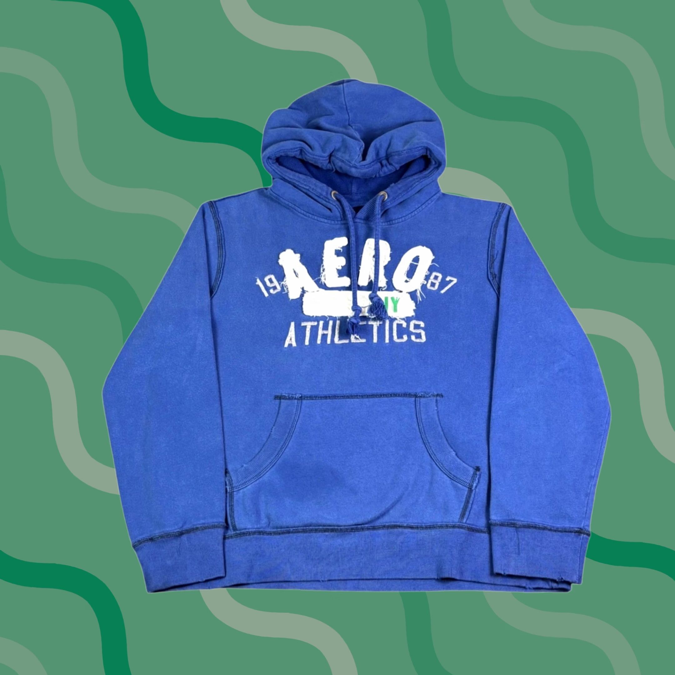 Aeropostale Aeropostale Hoodie Mens L Blue Athletics Distressed Graphic Pullover Size US L / EU 52-54 / 3 - 1 Thumbnail