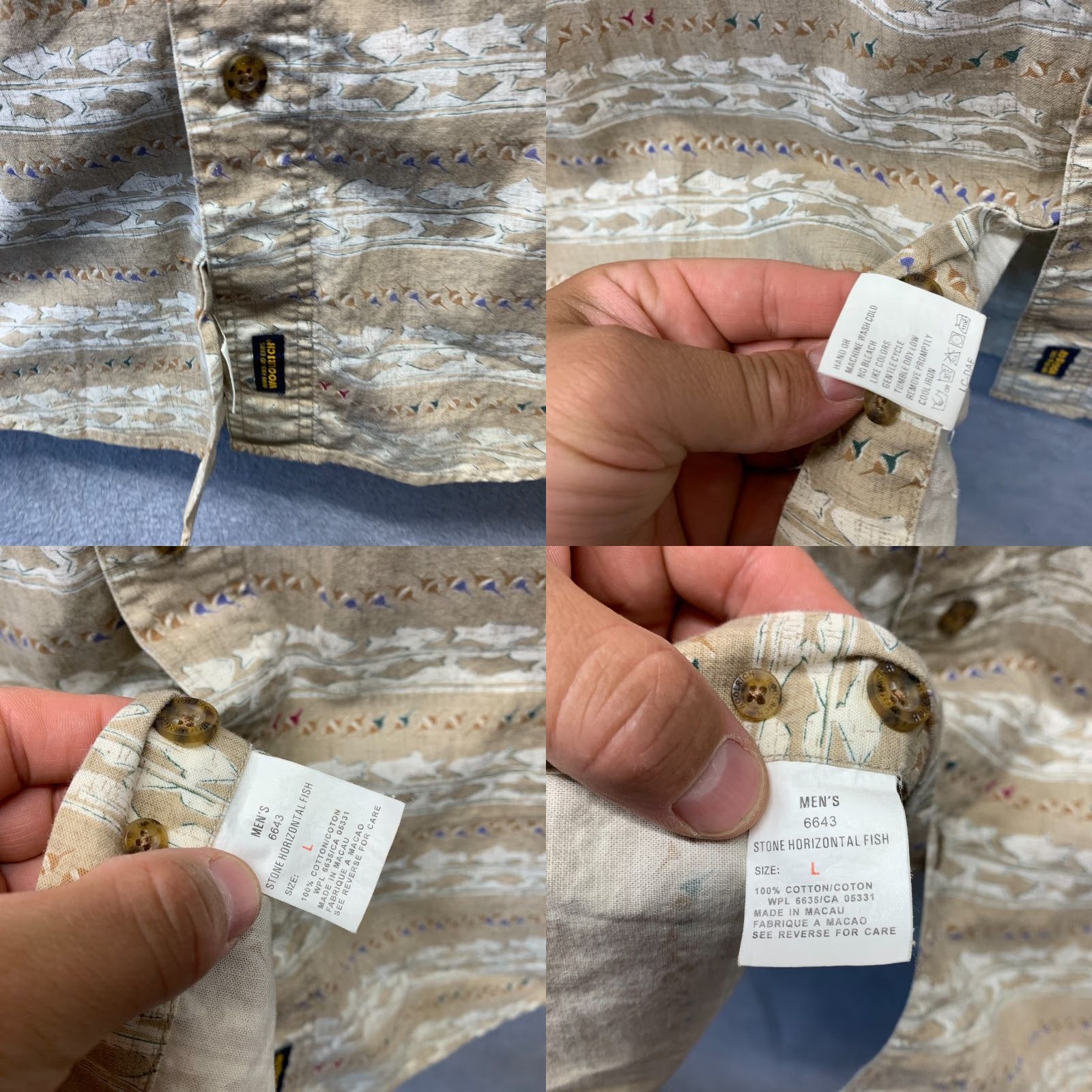 Vintage VINTAGE Woolrich Shirt Mens Button-Up Short Sleeve Collared Brown Fish Print Large 90s Size US L / EU 52-54 / 3 - 9 Thumbnail