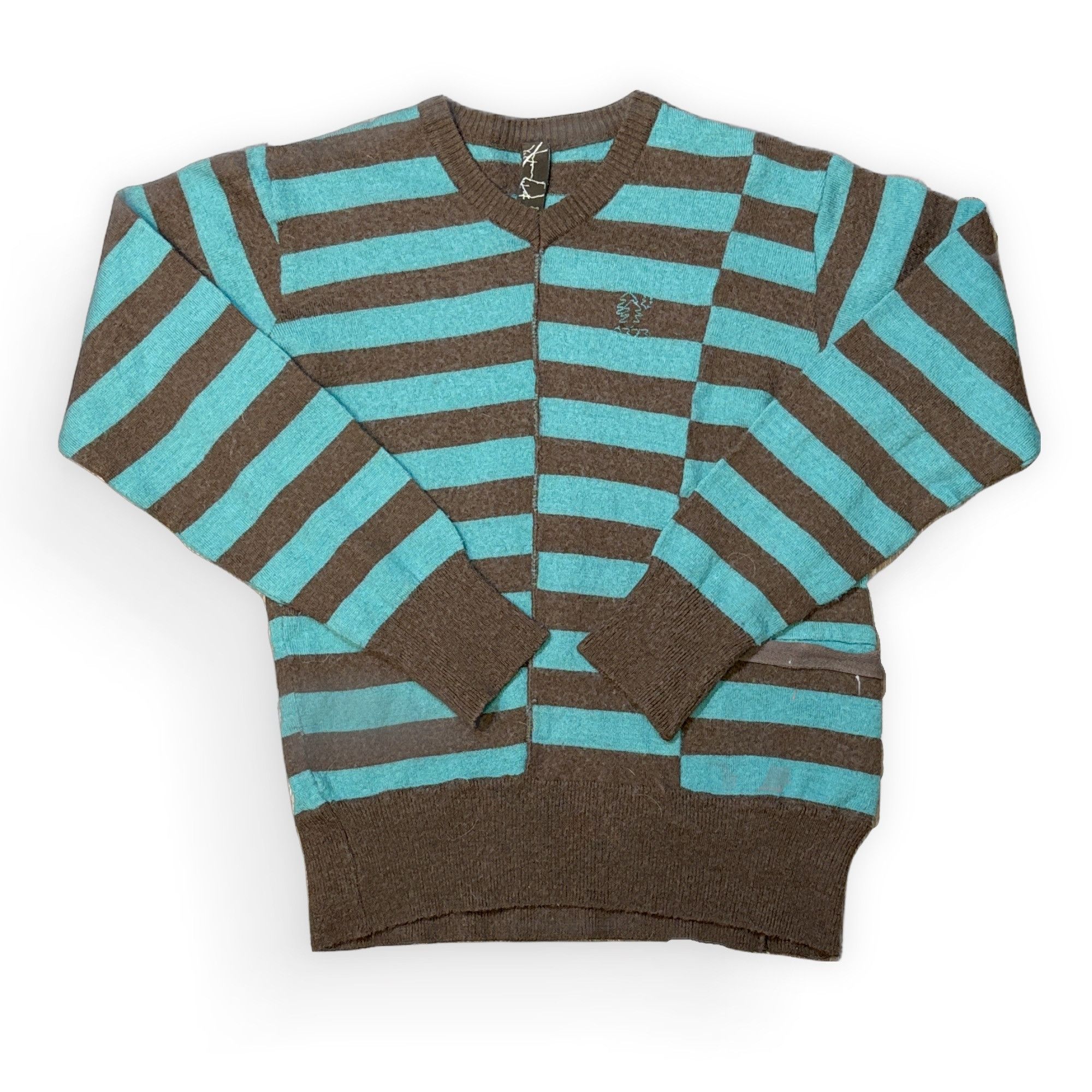 Other M - Y2K Blue & Brown V Neck Sweater Size M / US 6-8 / IT 42-44 - 1 Thumbnail