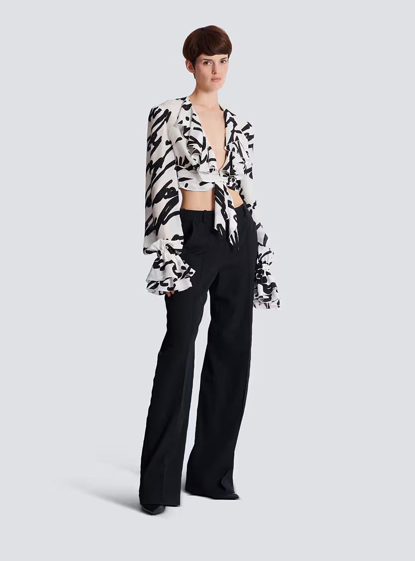 Balmain o1s1wg111225 Love Letter-Print Blouse in White Size L / US 10 / IT 46 - 4 Thumbnail