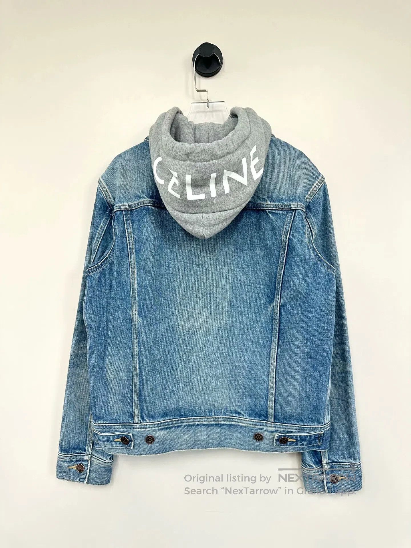 Celine CELINE Blue Hooded Logo Denim Jacket with Zipper| Size US XS / EU 42 / 0 - 2 Thumbnail
