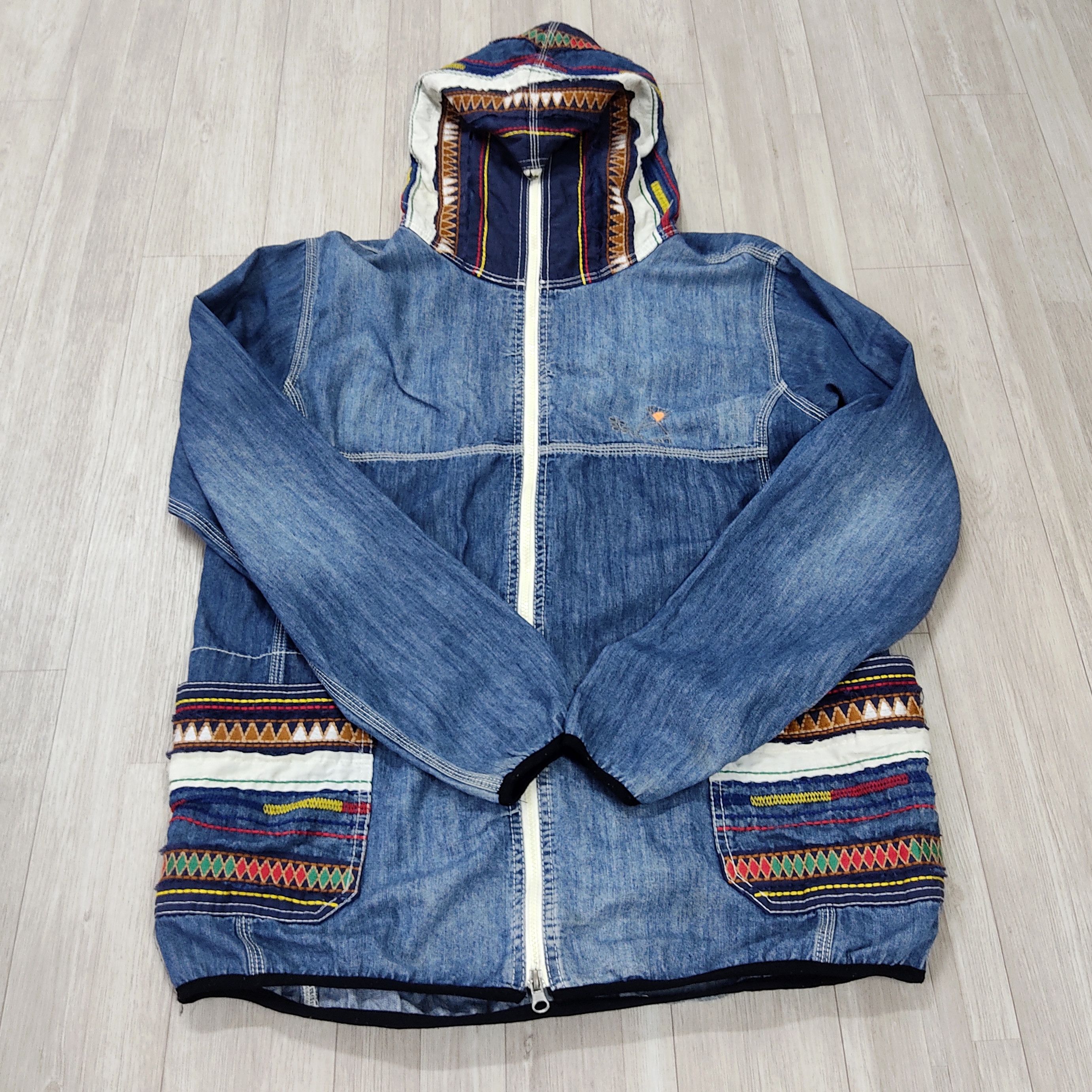 go slow caravan Native Embroidery Denim Mt. Parka Jacket Size US XL / EU 56 / 4 - 5 Thumbnail