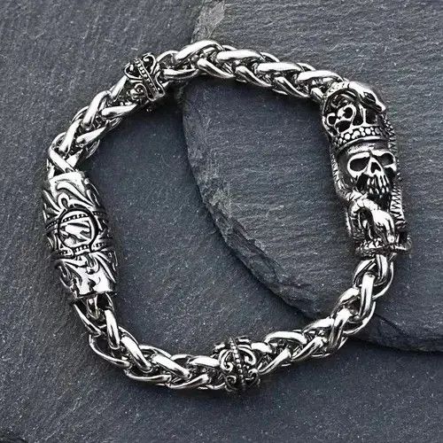 Jewelry × Vintage Retro King Skull Snake Bracelet Size ONE SIZE - 1 Thumbnail