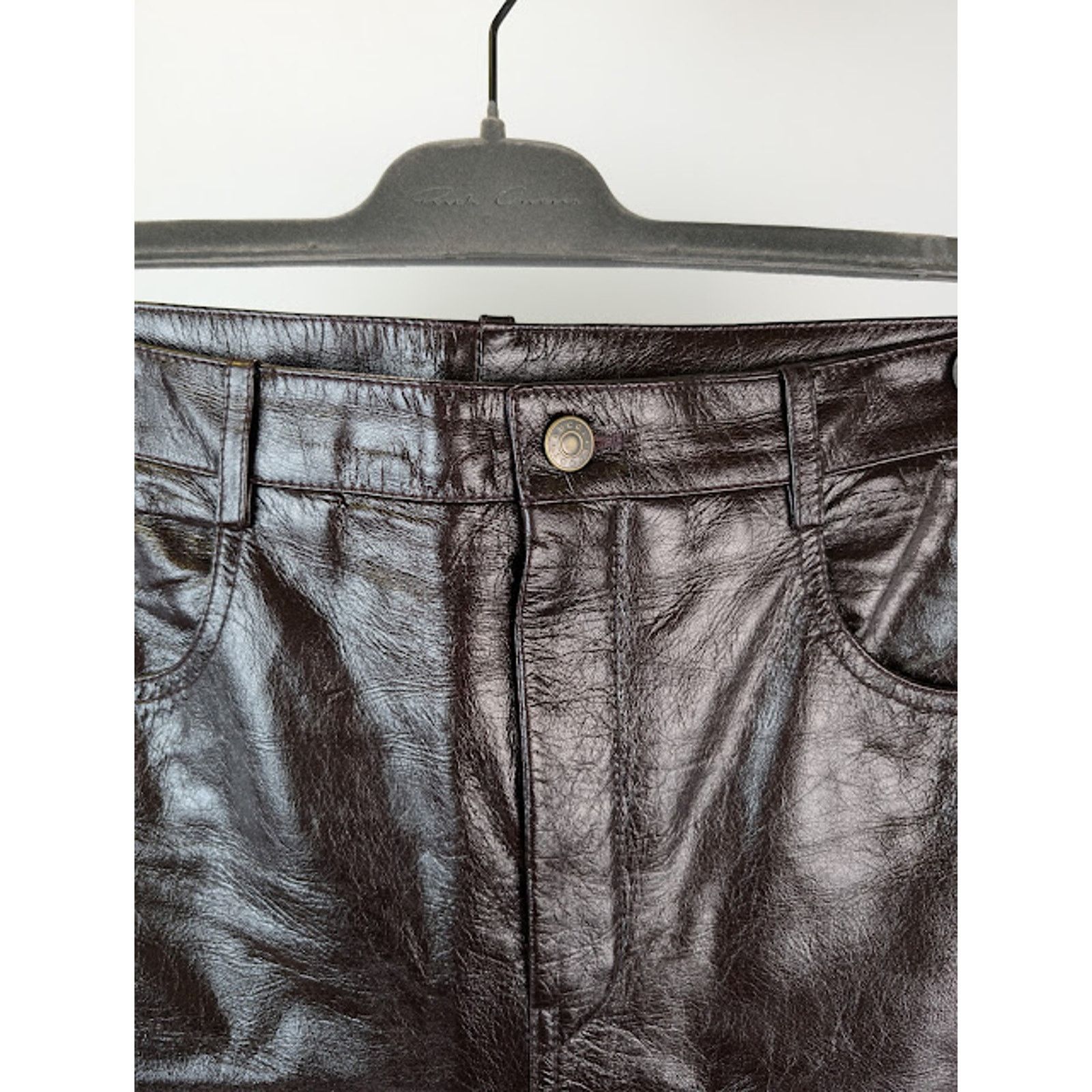 Gucci o1rshd1 Shiny Soft Leather Pant in Shiny Bordeaux Size US 34 / EU 50 - 8 Thumbnail