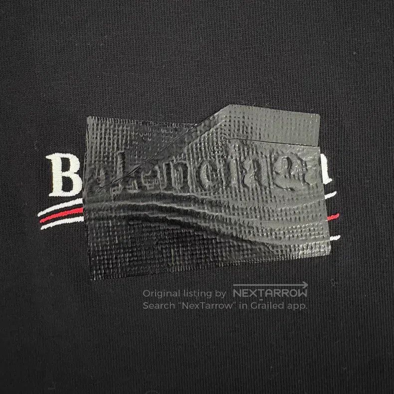 Balenciaga Balenciaga Tape遮挡 Wave Logo Round Neck Short Sleeve T-Shir Size US XS / EU 42 / 0 - 6 Thumbnail