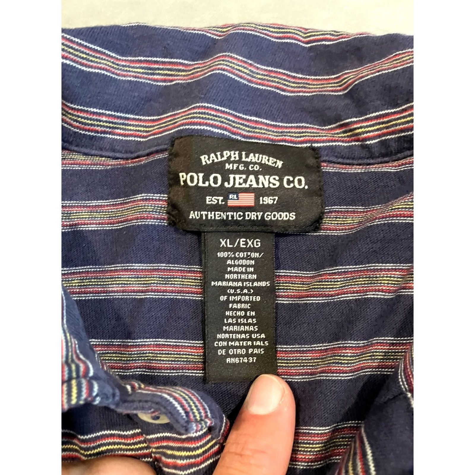 Polo Ralph Lauren VINTAGE Polo Ralph Lauren POLO JEANS Striped Cotton Golf Polo XL Men Short Sleeve Blue Cotton Golf Polo Mens XL Size US XL / EU 56 / 4 - 4 Thumbnail