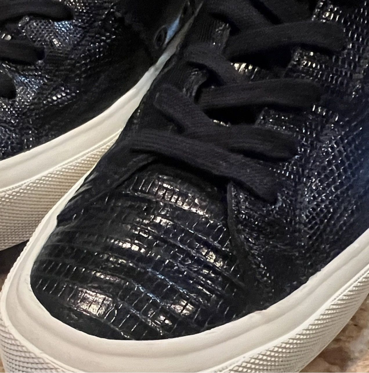 Tom Ford Tom Ford Men’s Black Cambridge Lizard Skin Sneakers Size US 12 / EU 45 - 3 Thumbnail