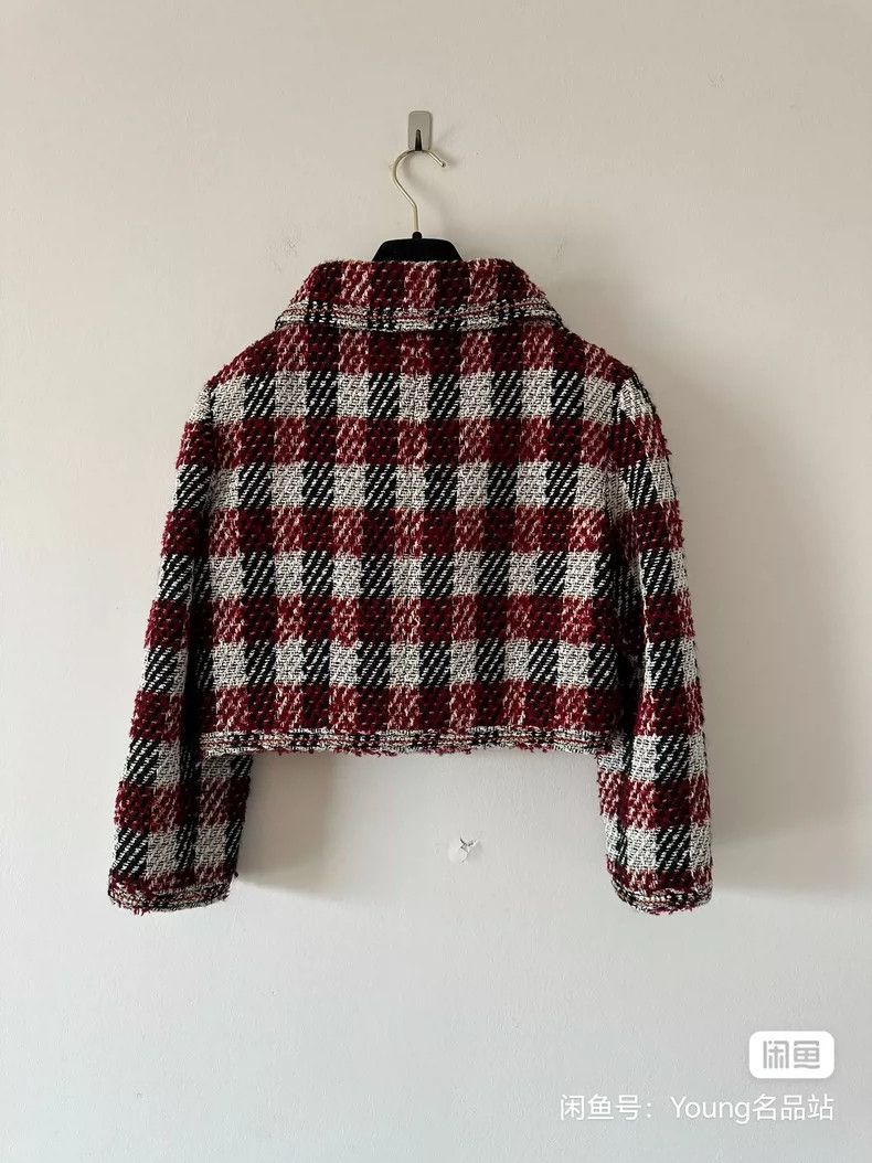 Chanel Chanel Red, black and white three-color plaid short coat Size S / US 4 / IT 40 - 2 Thumbnail