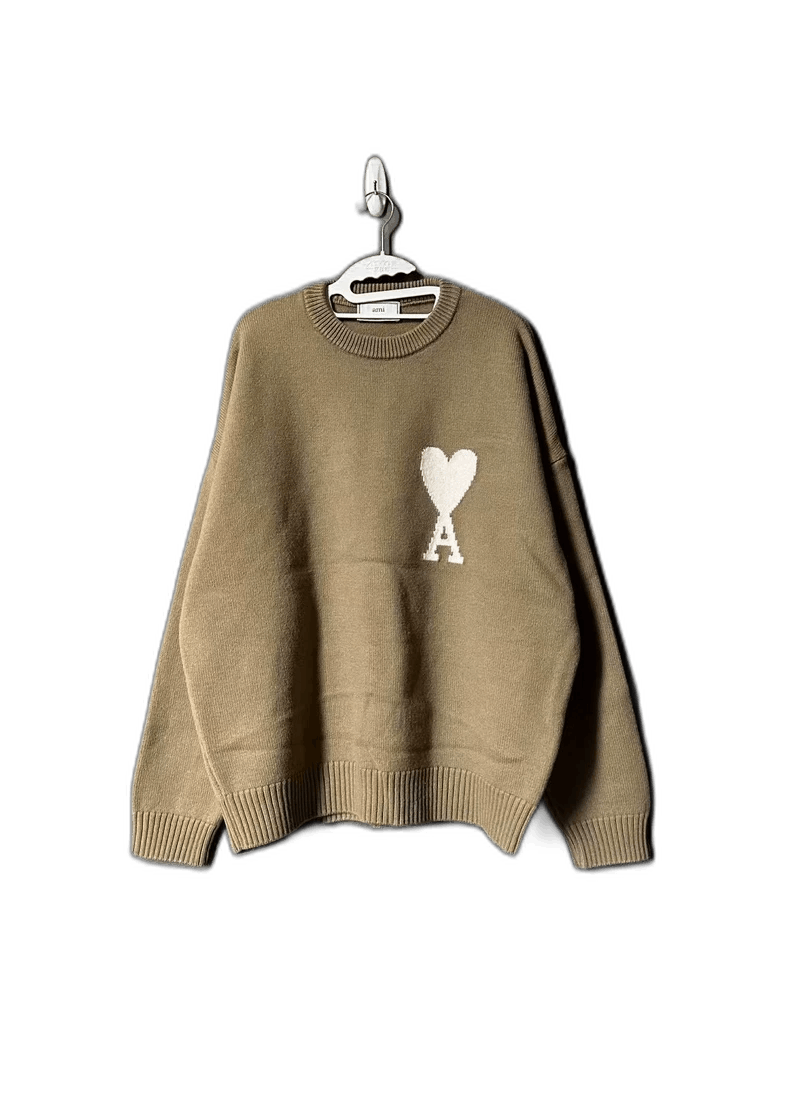 AMI Brown Sweater with Heart Design-yf Size US L / EU 52-54 / 3 - 1 Thumbnail