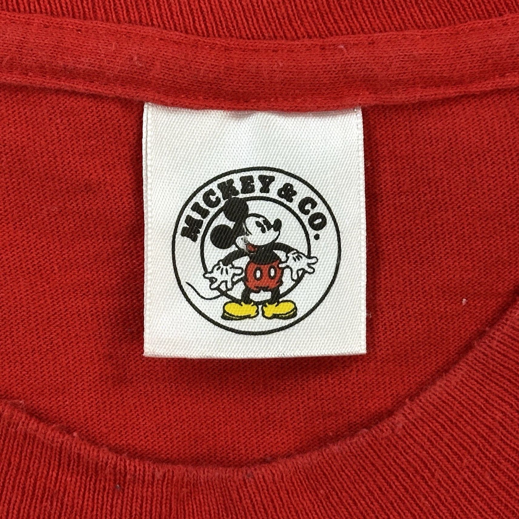 Mickey & Co. VINTAGE Mickey & Co Shirt Mens OS (XL) Embroidered Mickey Logo Single Stitch USA Graphic Print 90s Cartoon Classic Disney T-Shirt Red Size US XL / EU 56 / 4 - 6 Thumbnail