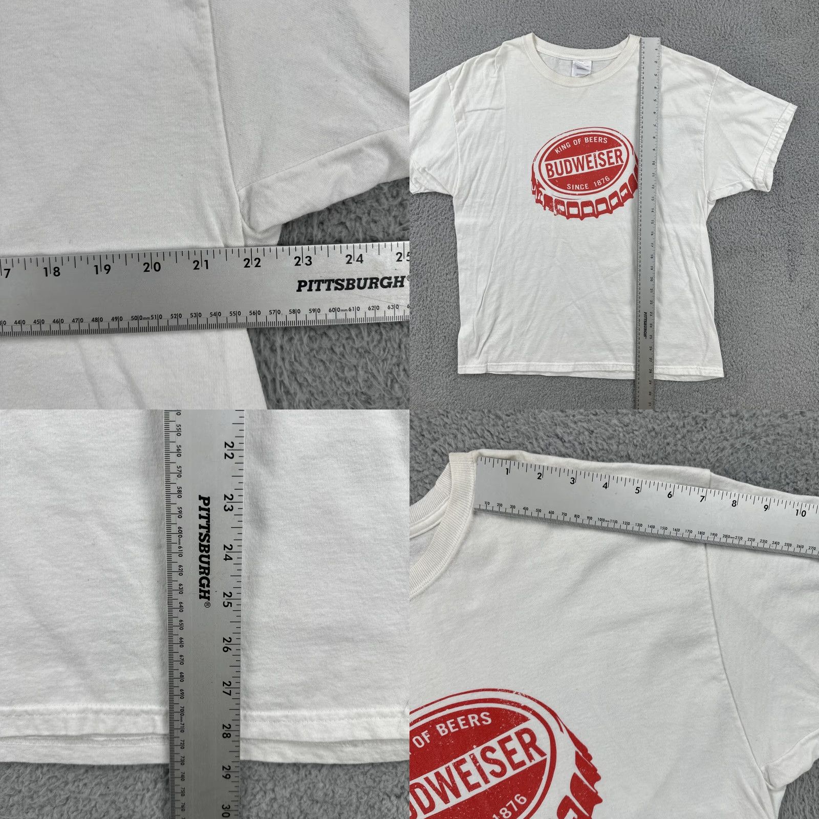 Hanes VINTAGE Hanes T-Shirt XL White Budweiser Logo Beer Crew Neck Short Sleeve Men X-Large White Candy? Size US XL / EU 56 / 4 - 8 Thumbnail