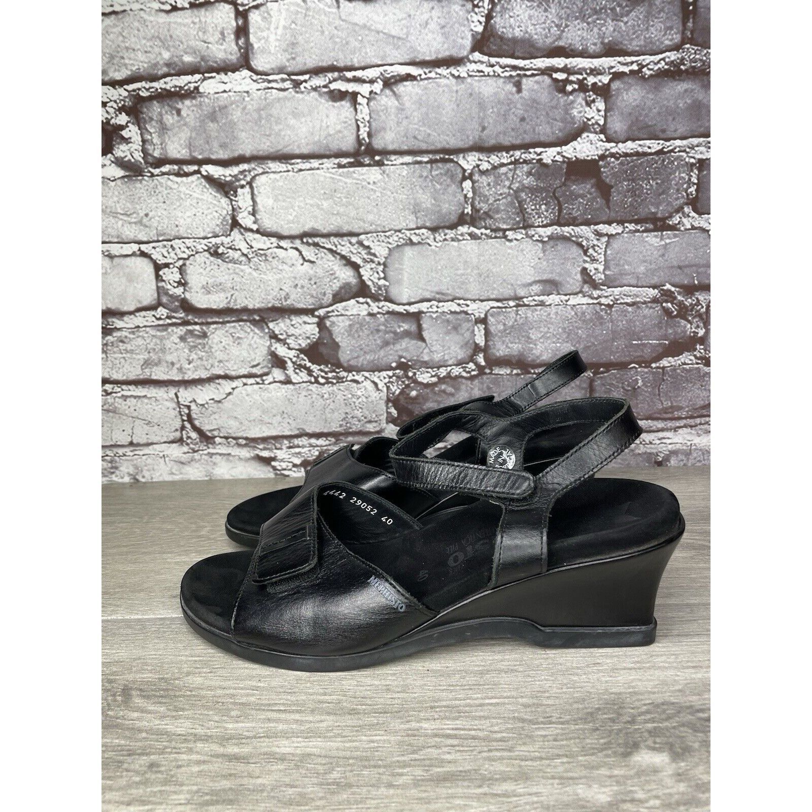 Mephisto Mephisto Black Leather Ankle Strap Causal Wedge Sandals Wome Size US 9.5 / IT 39.5 - 1 Thumbnail