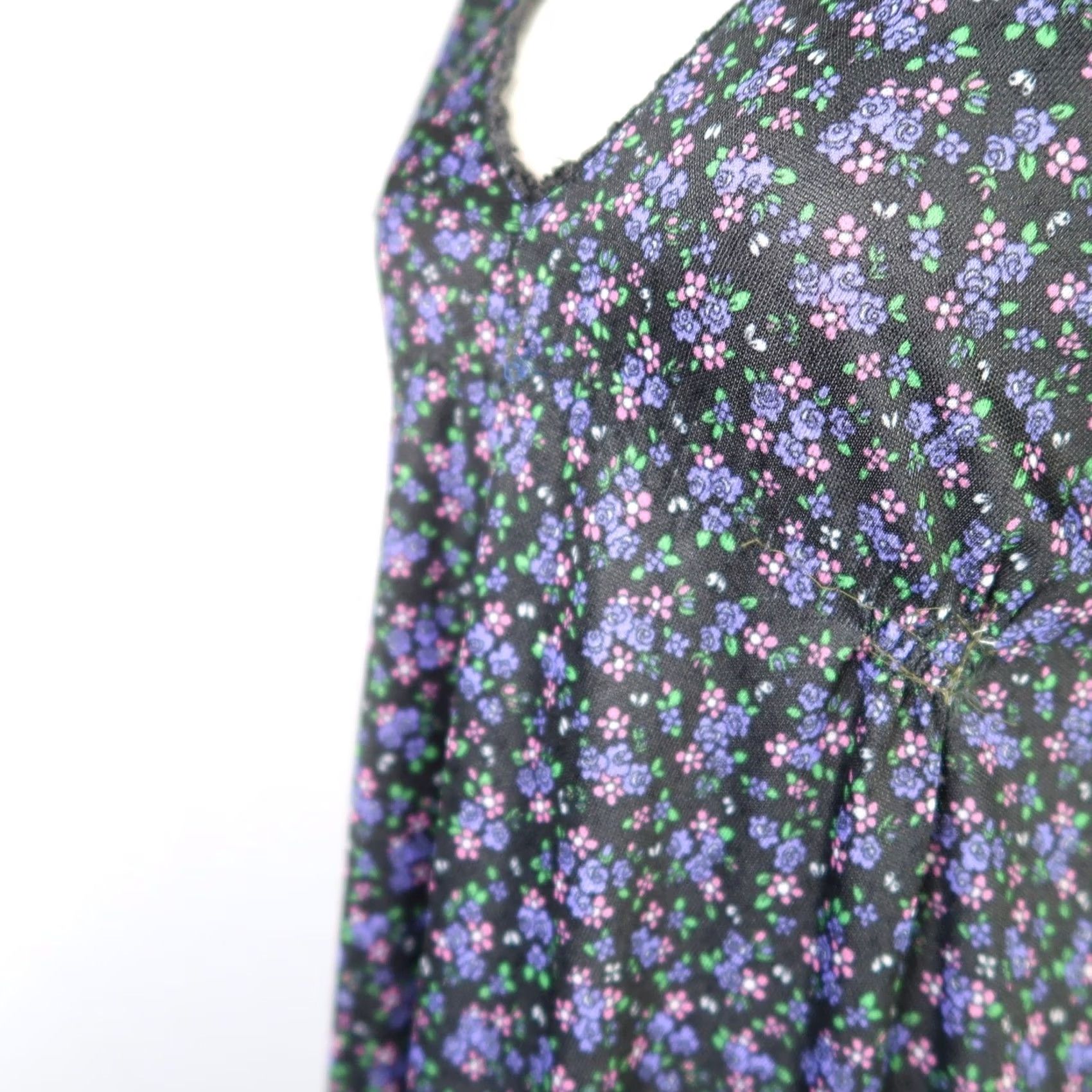 Vintage VINTAGE 70s black purple calico floral maxi Dress S Size M / US 6-8 / IT 42-44 - 5 Thumbnail