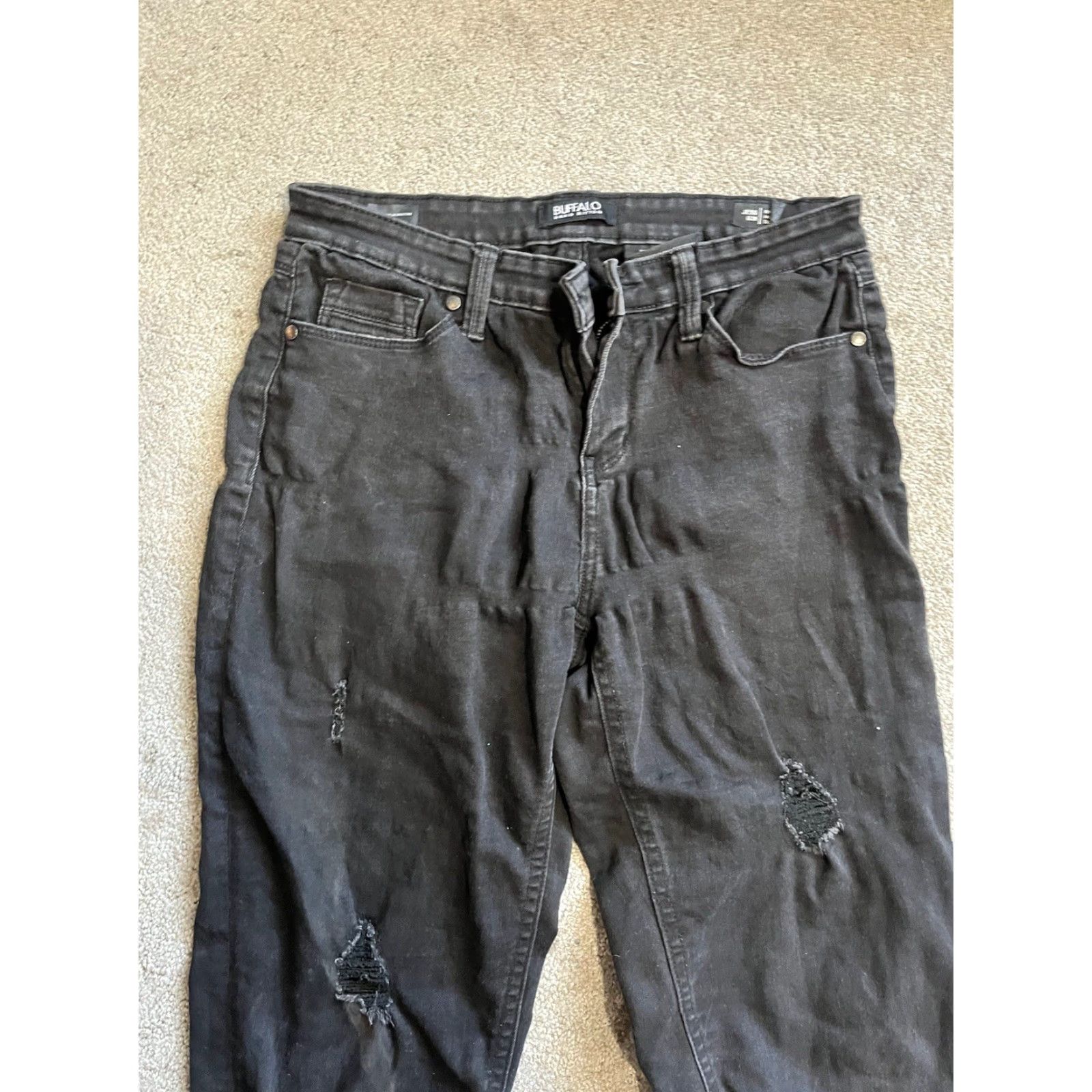 Buffalo David Bitton Buffalo David Bitton Jess Jeans Womens 6 Regular 28 Black Distressed 5-Pocket Denim Skinny Modern Classic Size 28" / US 6 / IT 42 - 2 Thumbnail