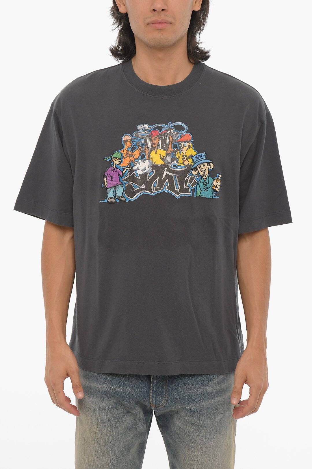 Off-White og1mm0824 Seasonal Crewneck T-Shirt in Grey Size US XXS / EU 40 - 1 Thumbnail