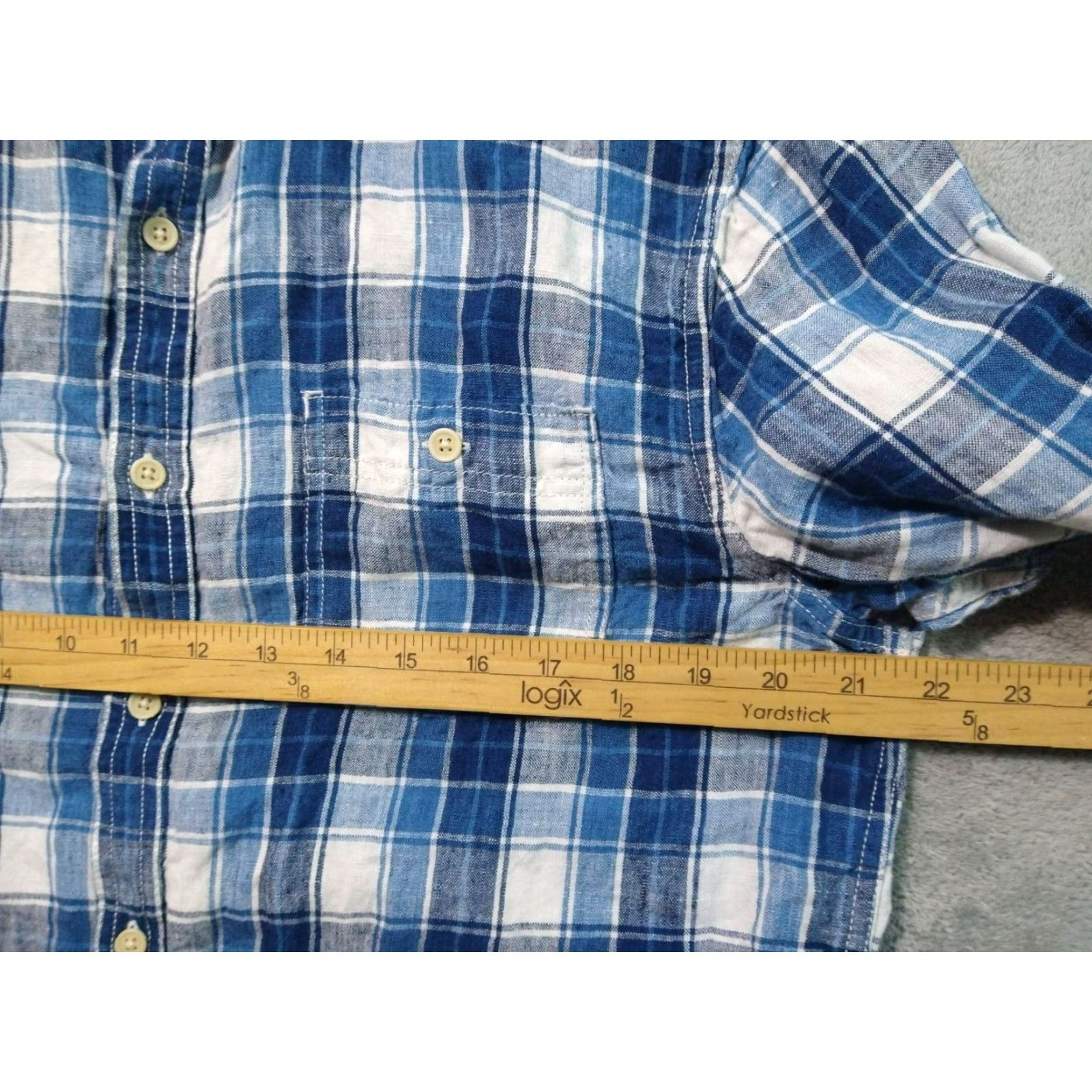 Lucky Brand Lucky Brand Shirt Mens Large Blue Plaid Linen California Fit Button Up Long Sleeve Collared - Navy/Blue - Casual Workwear Mens Size US L / EU 52-54 / 3 - 5 Thumbnail
