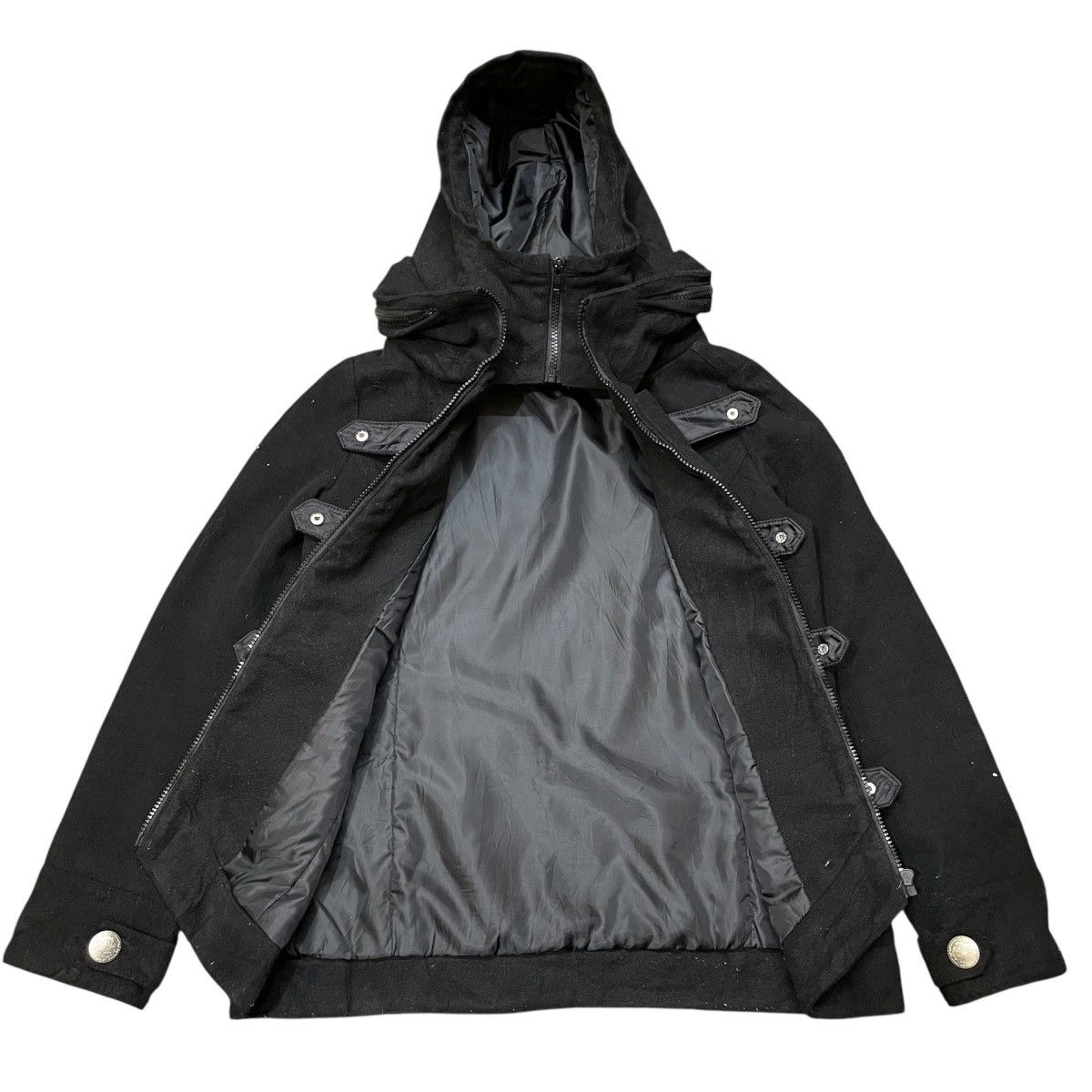 PPFM BACKS Seven Loveless Black Jacket, Black Hooded Coat Size US M / EU 48-50 / 2 - 2 Thumbnail