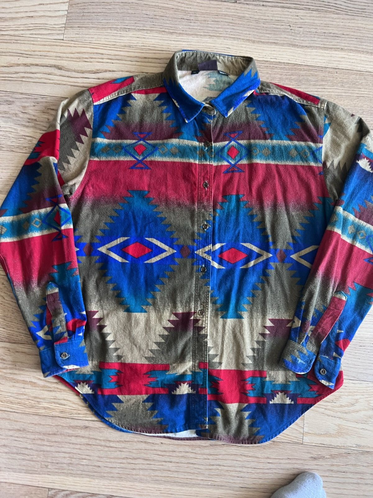 Flannel × Woolrich Woolen Mills Vintage 90s Woolrich Aztec Mexican Tribal ButtonUp Shirt Size US XL / EU 56 / 4 - 2 Thumbnail