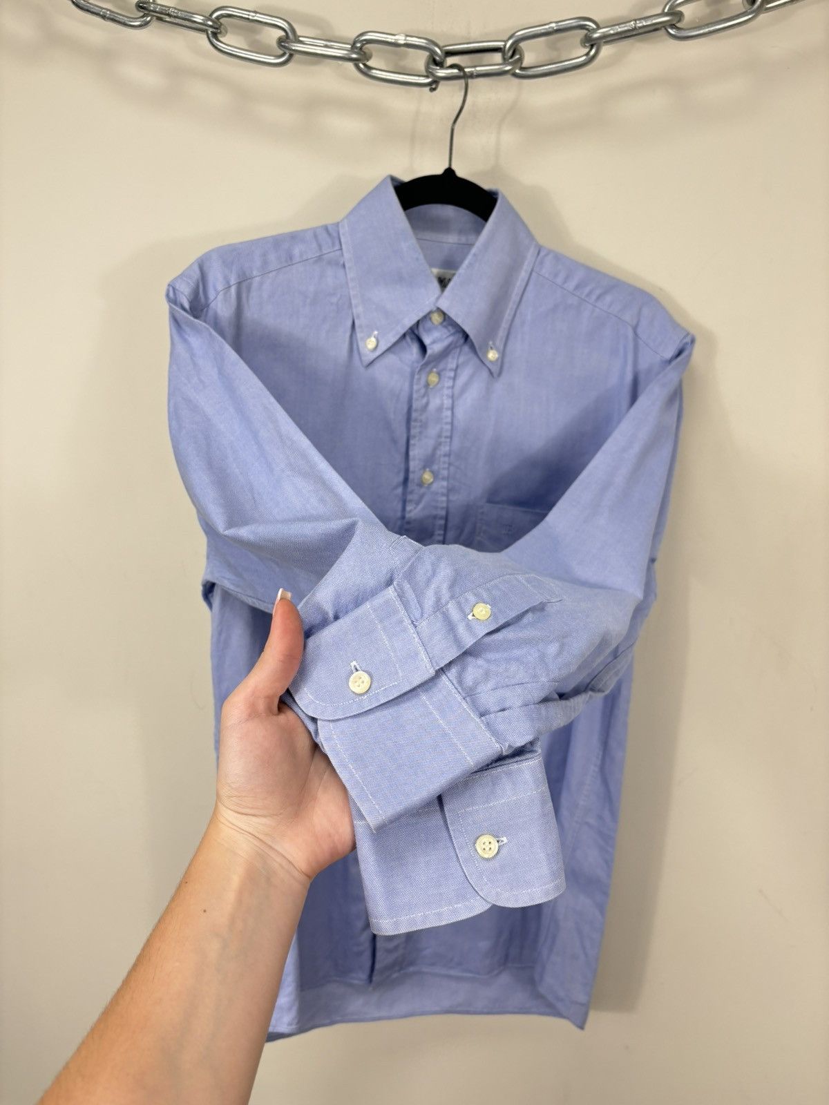 Balmain Vintage Balmain Men’s Light Blue Luxury Oxford Dress Shirt Size US M / EU 48-50 / 2 - 6 Thumbnail