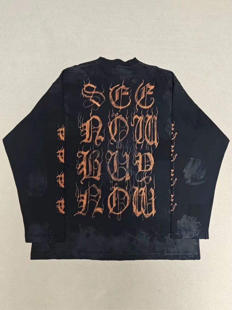 Balenciaga Balenciaga 23 FW loose clay Sanskrit damage long sleeve swe Size US L / EU 52-54 / 3 - 2 Thumbnail