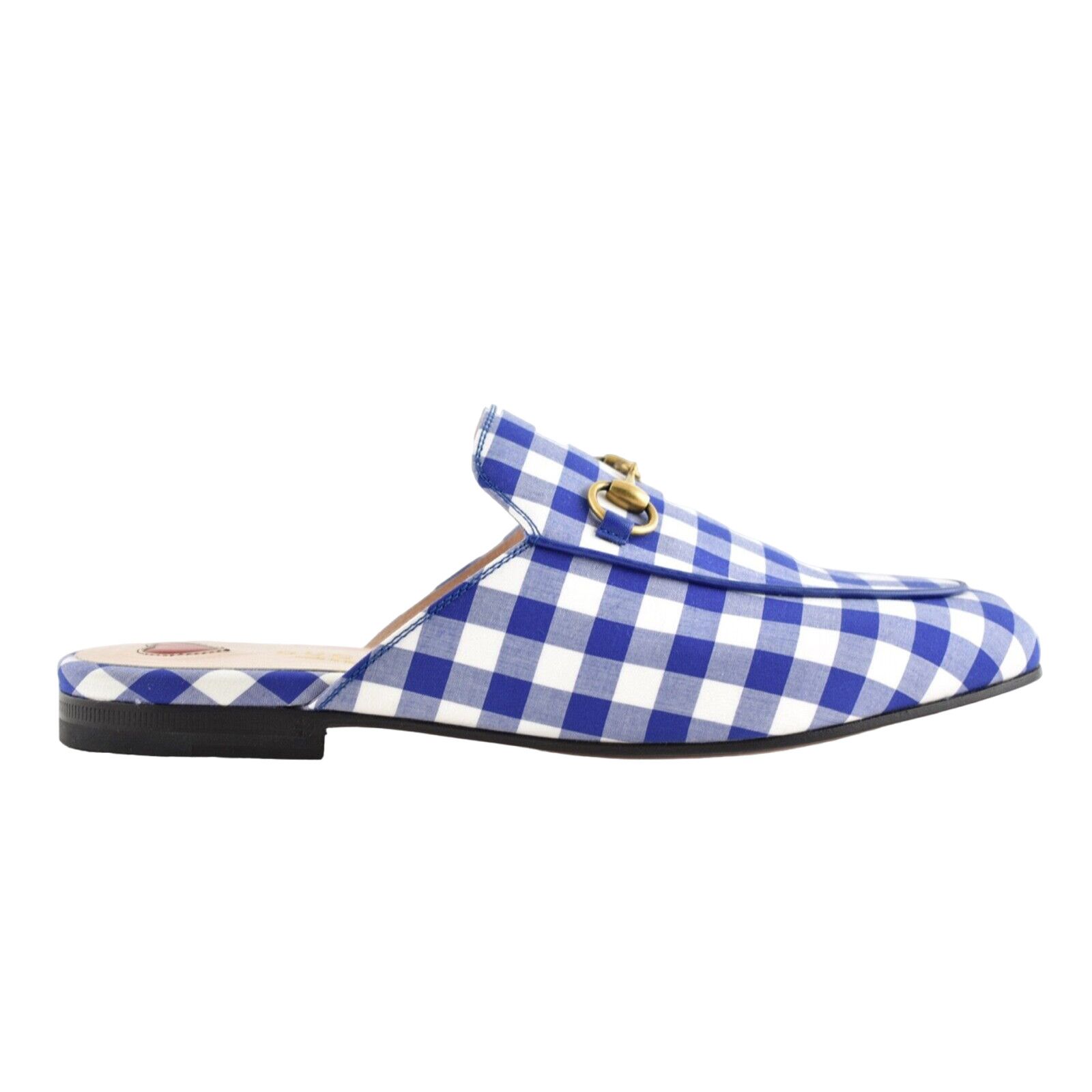 Gucci Gucci Princetown Blue White Plaid Check Slide Loafer Mule Size US 6 / IT 36 - 1 Thumbnail