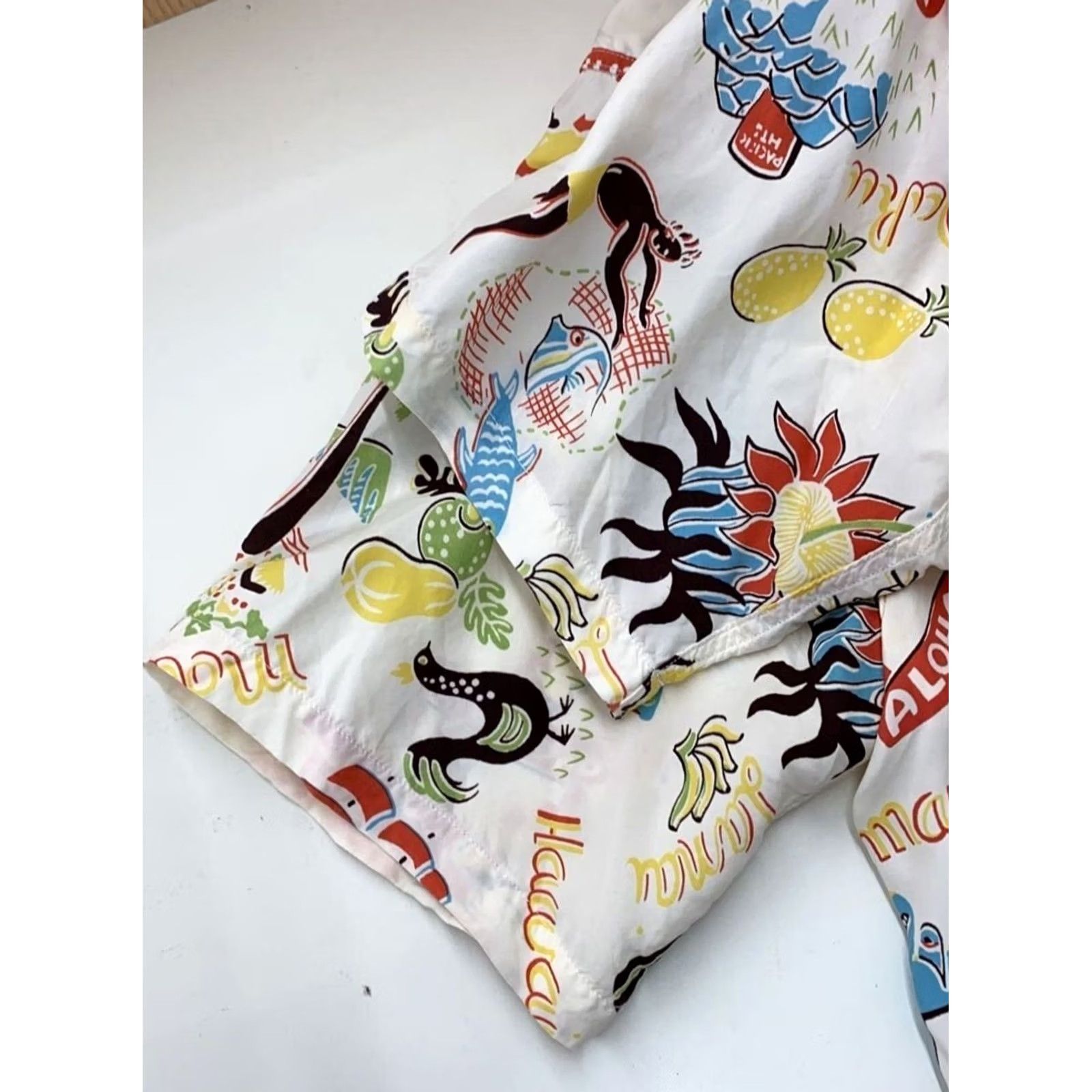 Sun Surf SUN SURF Men's Aloha Shirt White Rayon Size M Button-Up Hawaiian Casual Short Sleeve Flip Print Lei USED Size US M / EU 48-50 / 2 - 5 Thumbnail