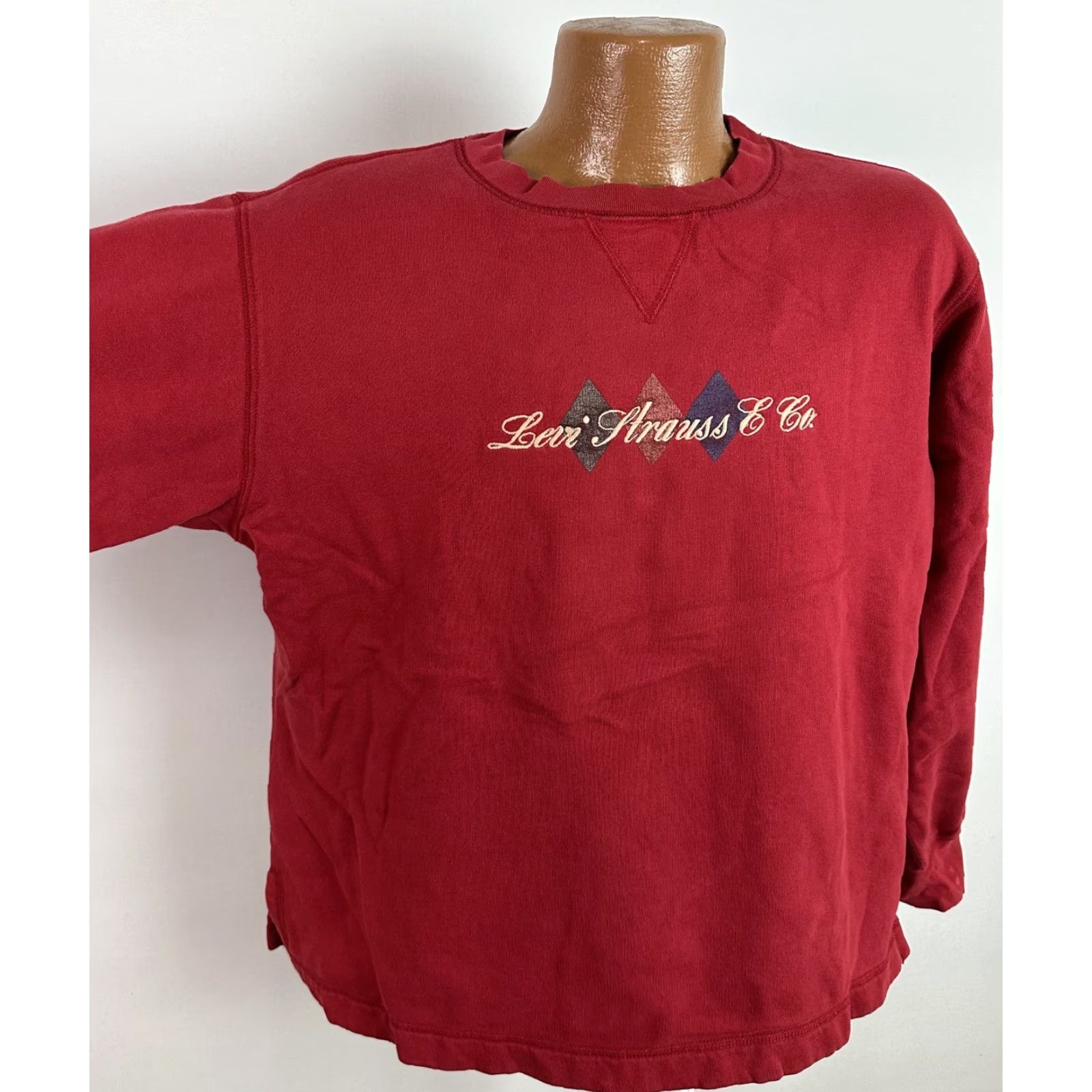 Levi's VINTAGE Levi's Sweatshirt L Men Red Boxy Fit Embroidered Logo 90s 80s Grunge Cotton Blend Pullover Crew Neck Knit Size US L / EU 52-54 / 3 - 3 Thumbnail