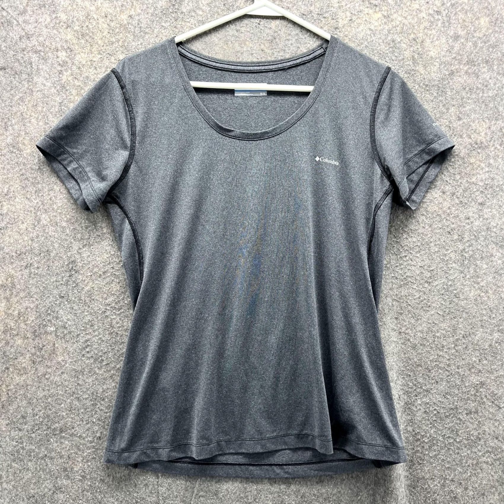 Vintage Columbia Shirts Women Medium Heather Gray Athletic Omni Wick Stretch Shirt Ladies Gray All Seasons Short Sleeve Pullover Casual Size L / US 10 / IT 46 - 2 Thumbnail