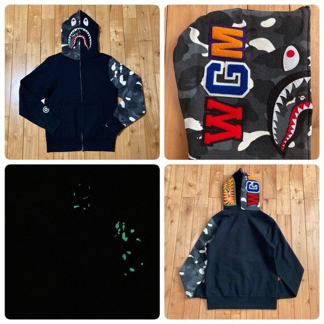 Bape 💫Glow in the dark💫 BAPE City Camo Shark Full Zip Hoodie APE Size US S / EU 44-46 / 1 - 1 Thumbnail