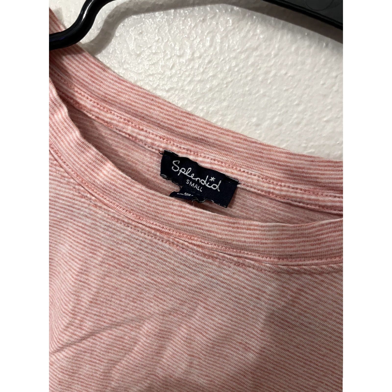 Splendid SPLENDID WOMEN’S CAP SLEEVE CREW NECK T-SHIRT STRIPE Pink White SMALL S Size S / US 4 / IT 40 - 2 Thumbnail