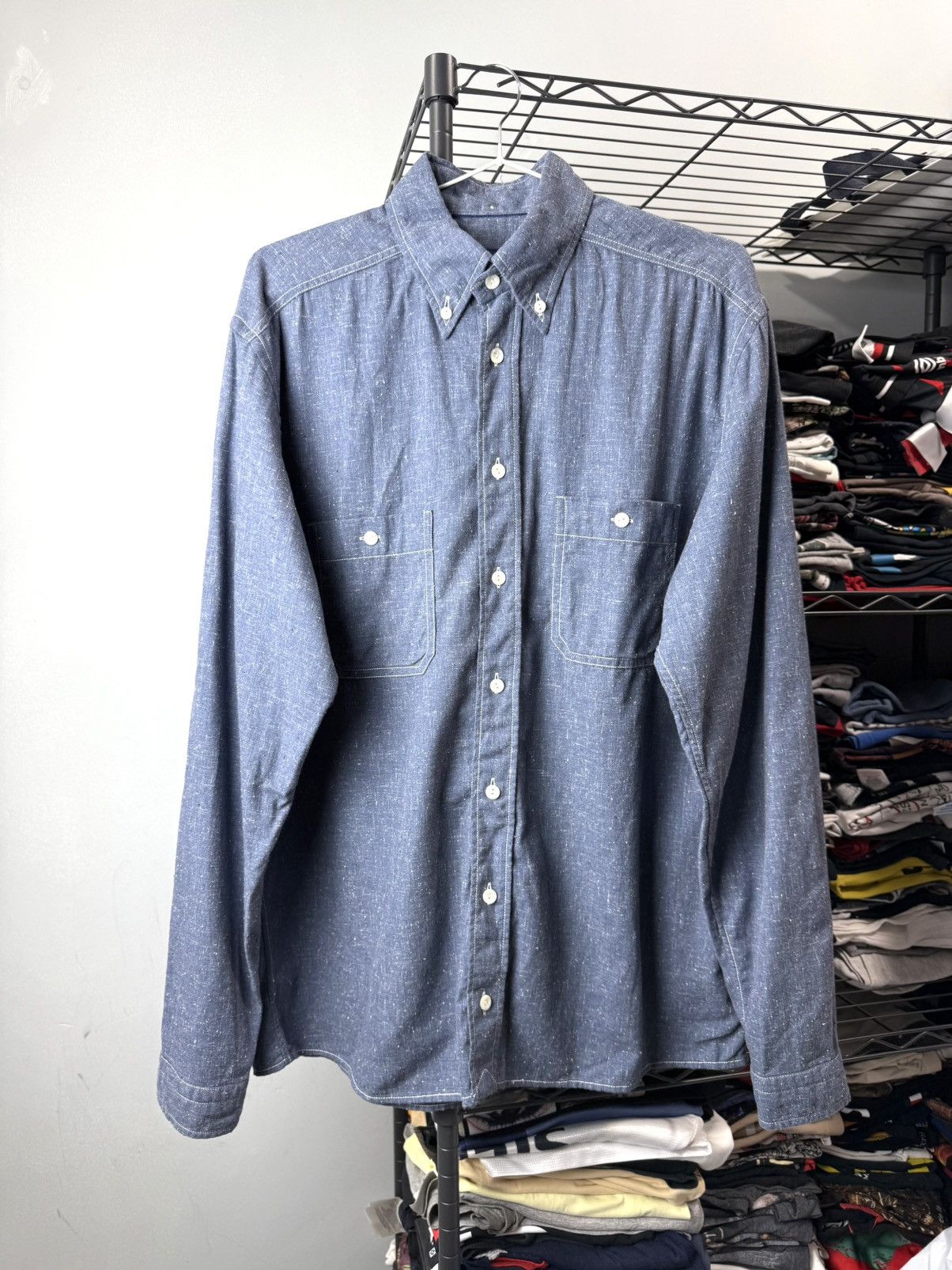Eton Vintage French Style Eton Twill Overshot Shirt Size US M / EU 48-50 / 2 - 1 Thumbnail