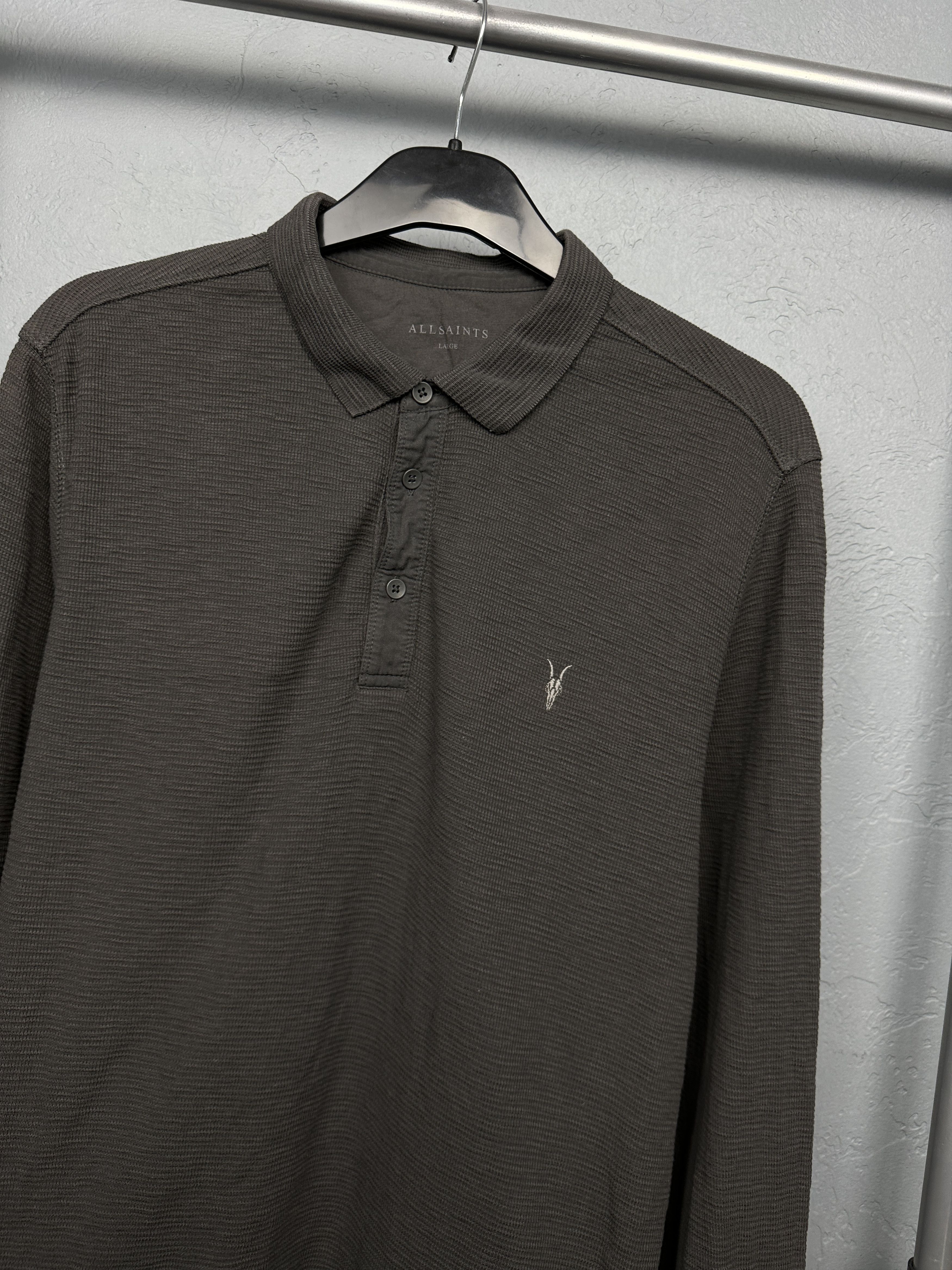 Allsaints Allsaints Clash Mens Ribbed Long Sleeve Polo Shirt Size US L / EU 52-54 / 3 - 2 Thumbnail