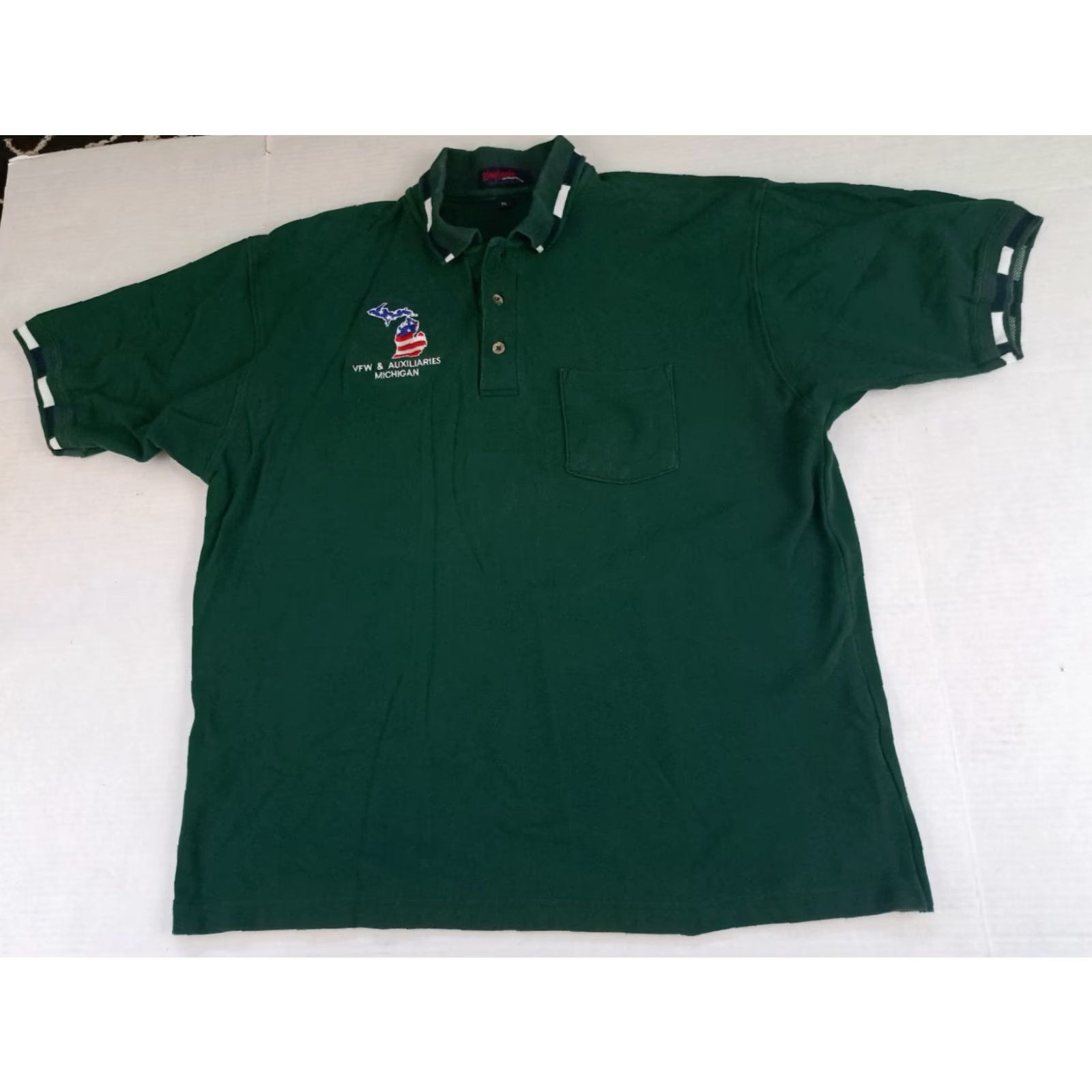 Vintage Vintage King Louie Polo Shirt Button-Up Short Sleeve Unisex Adults XL Green USA Embroidered Cotton Canvas 27in Long 25in Pit to Pit US Flag Theme Size US XL / EU 56 / 4 - 5 Thumbnail