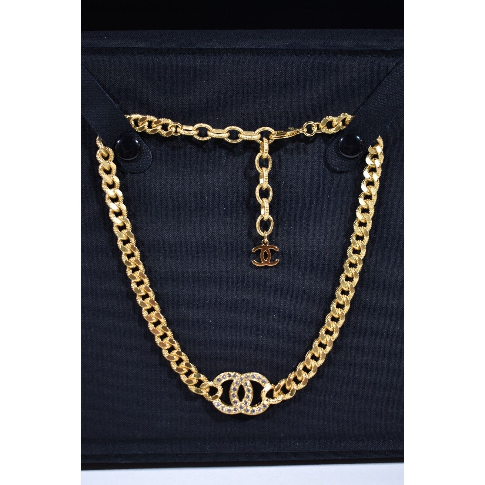 Chanel Chanel REV Gold Golden Crystal Choker Pendant Necklace Size ONE SIZE - 8 Thumbnail