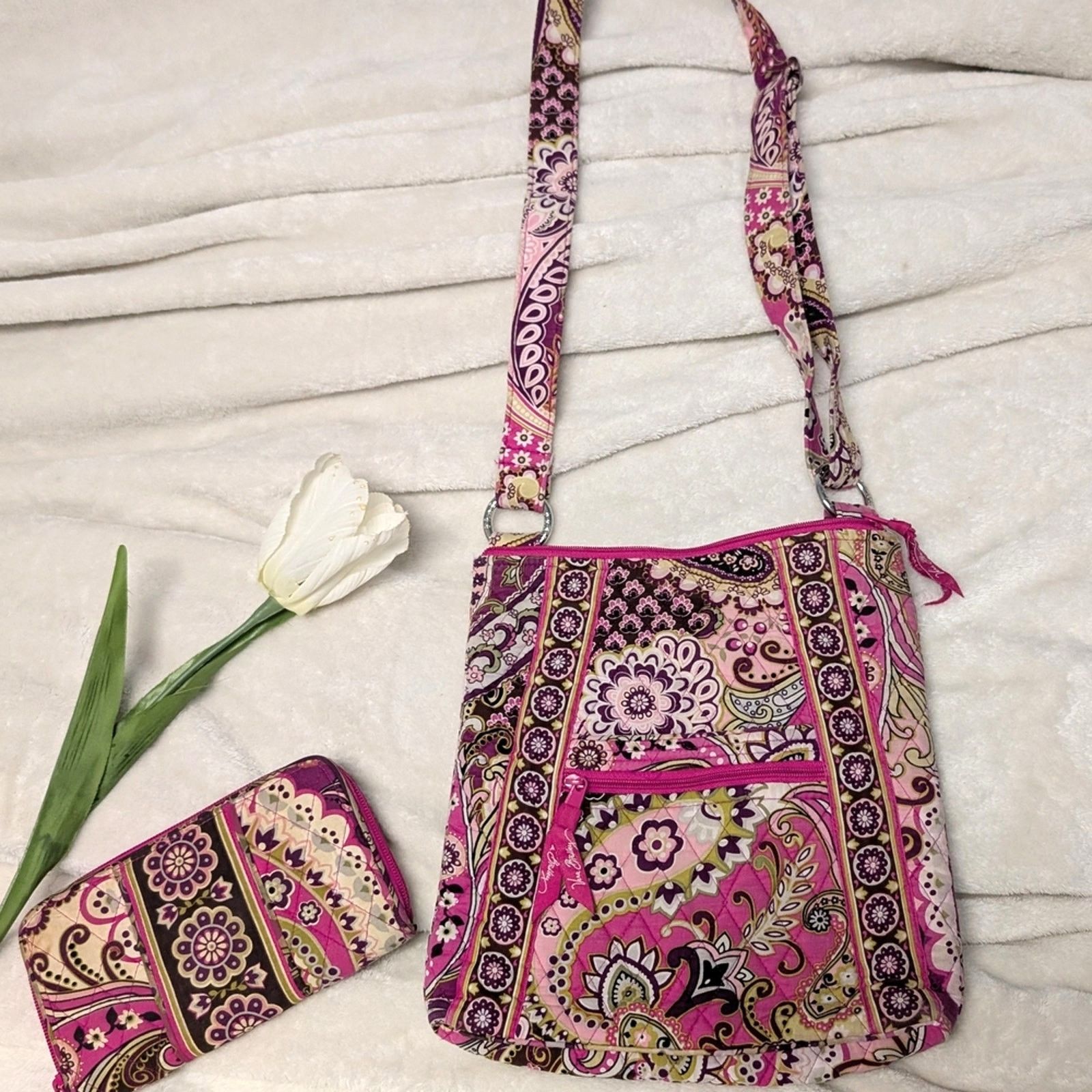 Vera Bradley Vera Bradley Pink and Purple Crossbody Bag and Wallet Size ONE SIZE - 5 Thumbnail