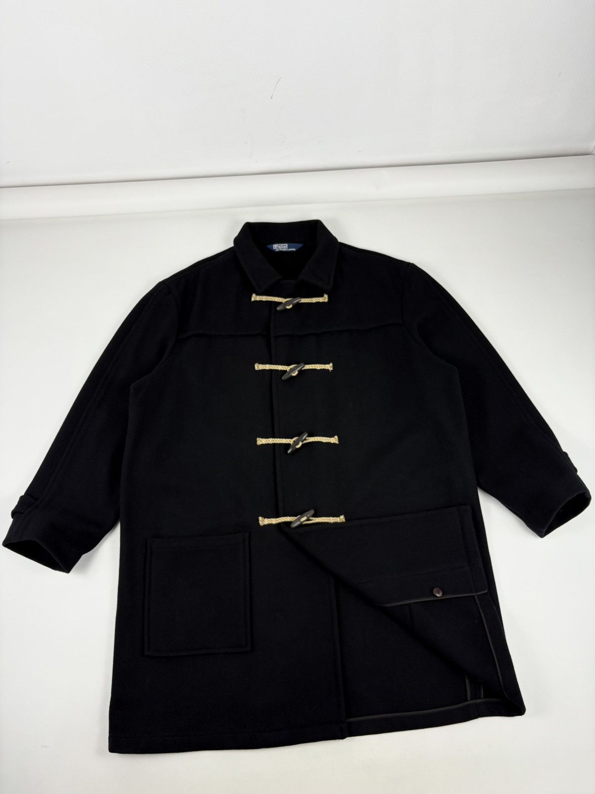 Polo Ralph Lauren DEADSTOCK 90’s POLO RL Admiral Wool Black Duffle Toggle Pea Coat Jacket Trench XL Size US XL / EU 56 / 4 - 9 Thumbnail