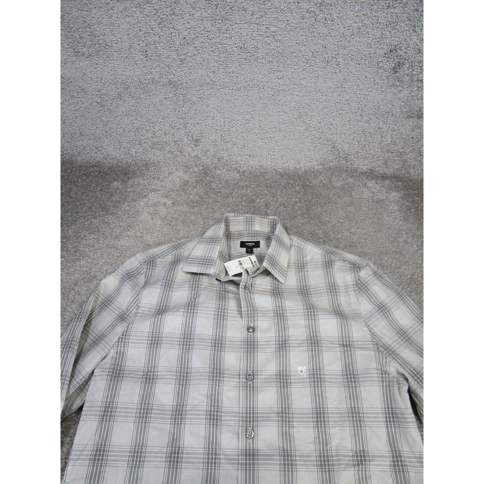 Express Express Mens Medium Gray Plaid Button Up Long Sleeve Shirt Size US M / EU 48-50 / 2 - 2 Thumbnail