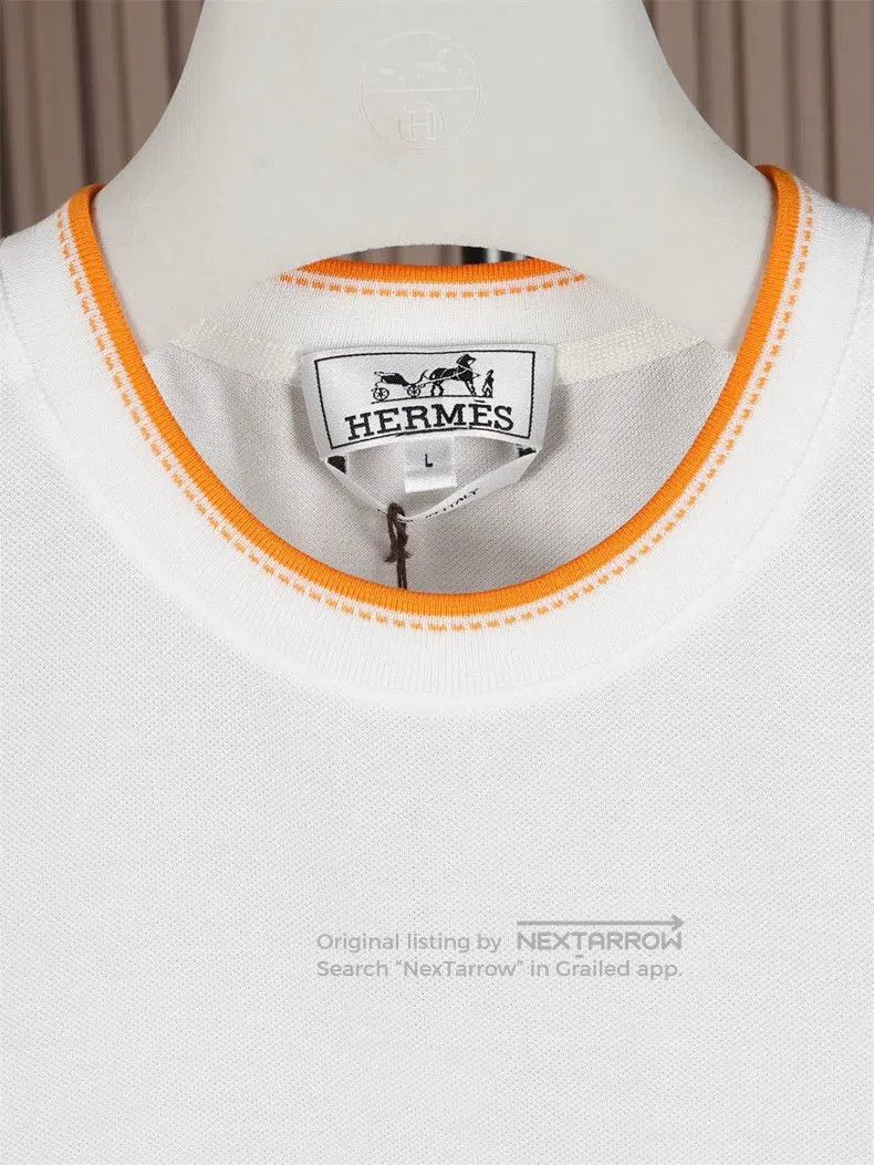 Hermes Hermes Men's White Thin Short Sleeve T-Shirt Size US L / EU 52-54 / 3 - 2 Thumbnail