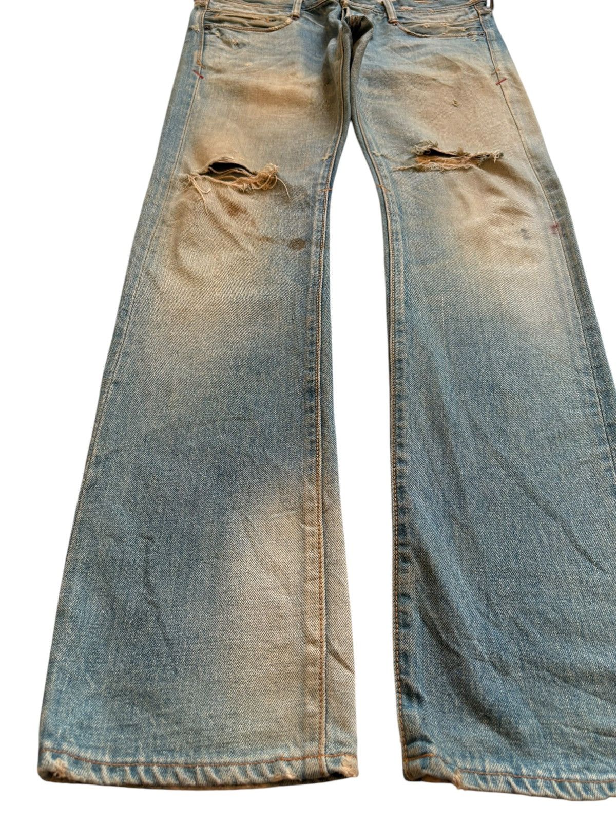 Japanese Brand Vintage Japanese Brand Selvedge Rusty Mud Wash Ripped Jeans Size US 35 - 7 Thumbnail