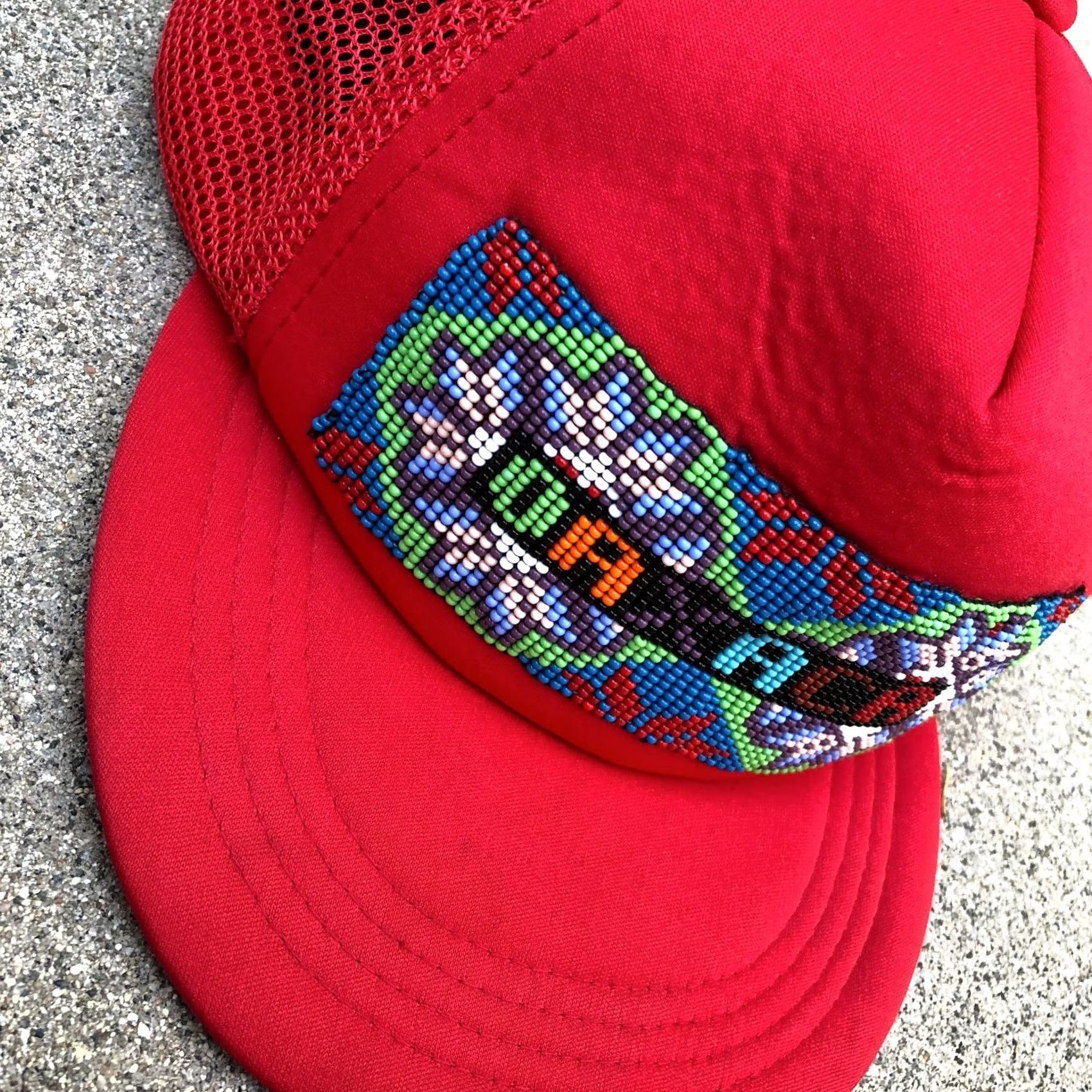 Vintage STARBOX CAPS OAXACA Mexico Beads Trucker Hat Men's One Size Red Snapback Hat Size ONE SIZE - 2 Thumbnail