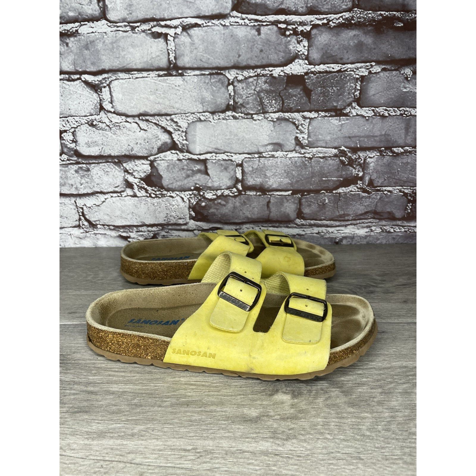 Other Sanosan Yellow Leather Arizona Slides Casual Cork Sandals Wo Size US 9.5 / IT 39.5 - 4 Thumbnail